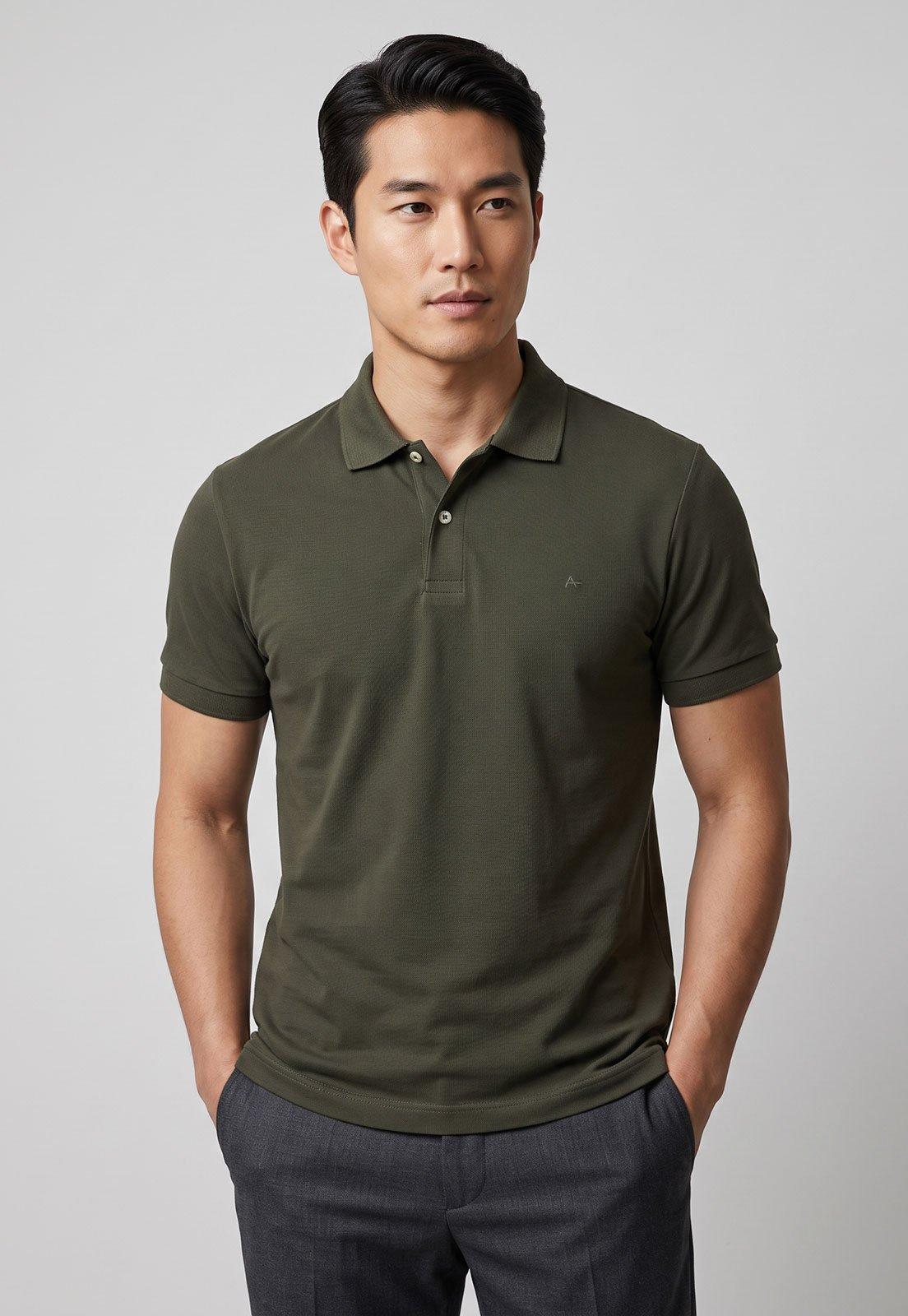 Polo Masculina Aramis Gola Clássica Verde Oliva
