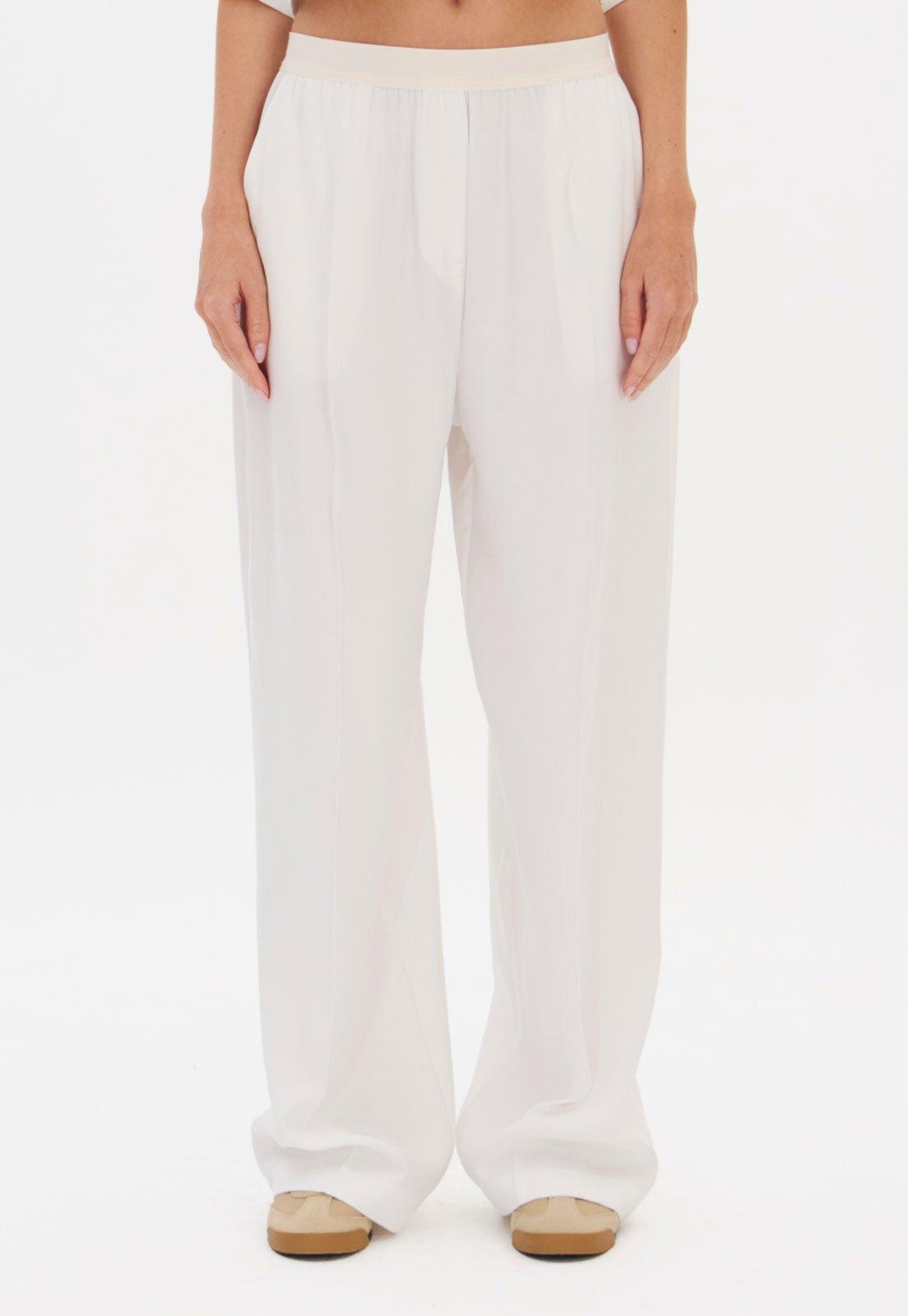 Calça Feminina Lança Perfume Cintura Alta Perna Ampla Branca