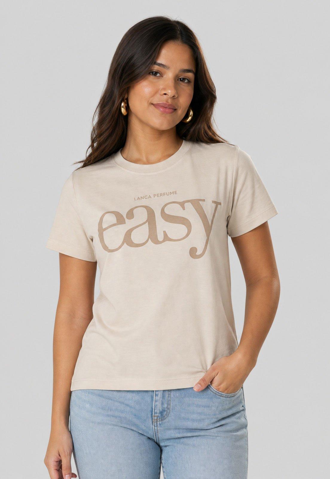 Camiseta Feminina Lança Perfume Estampa Easy Bege