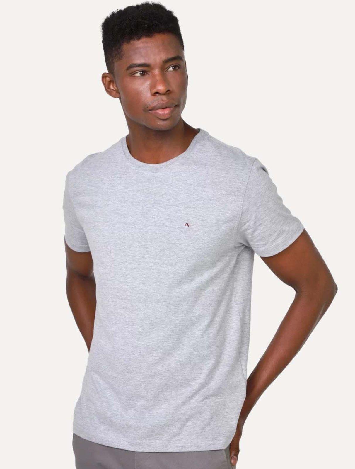Camiseta Aramis Masculina Basic Lisa Cinza Mescla