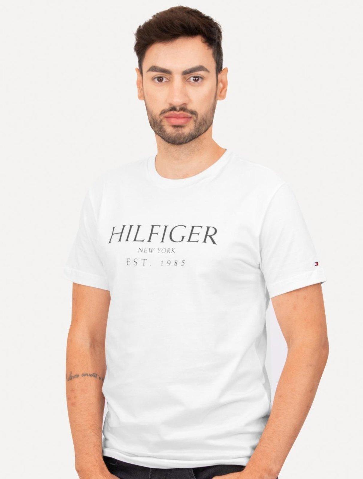 Camiseta Tommy Hilfiger Masculina Big Logo Est.1985 Branca