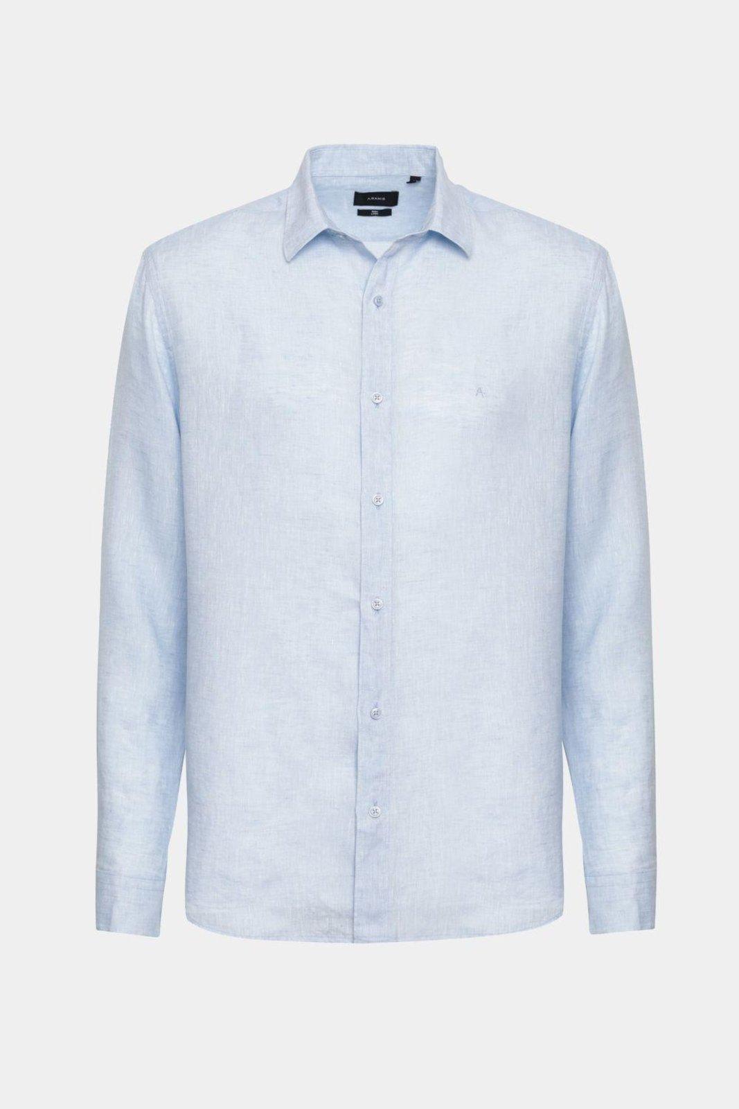 Camisa Aramis Manga Longa Move Slim em Linho Azul
