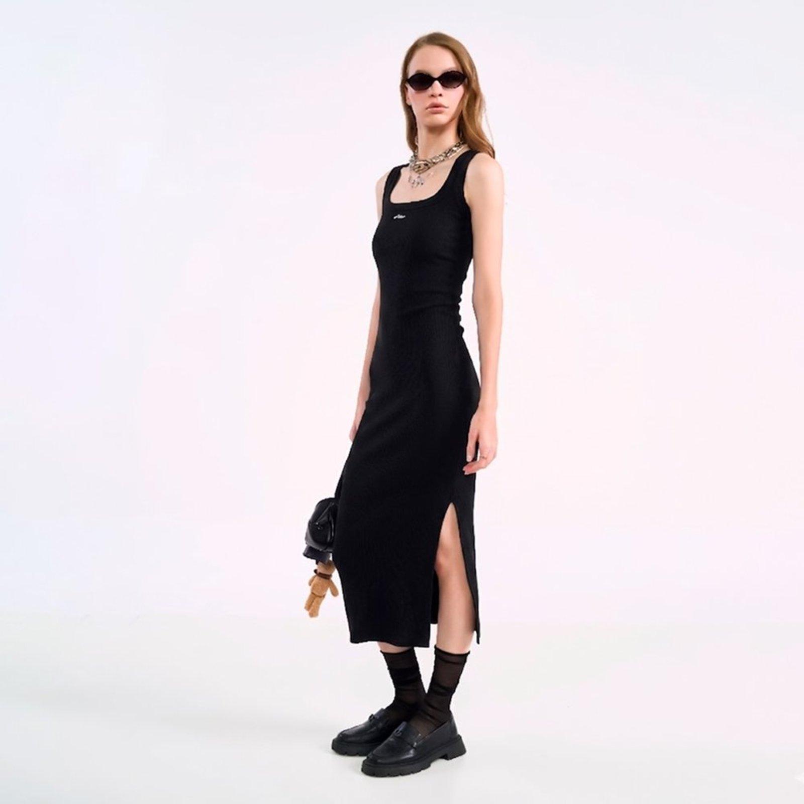 Vestido Super Mid Colcci Canelado In26 Preto Feminino