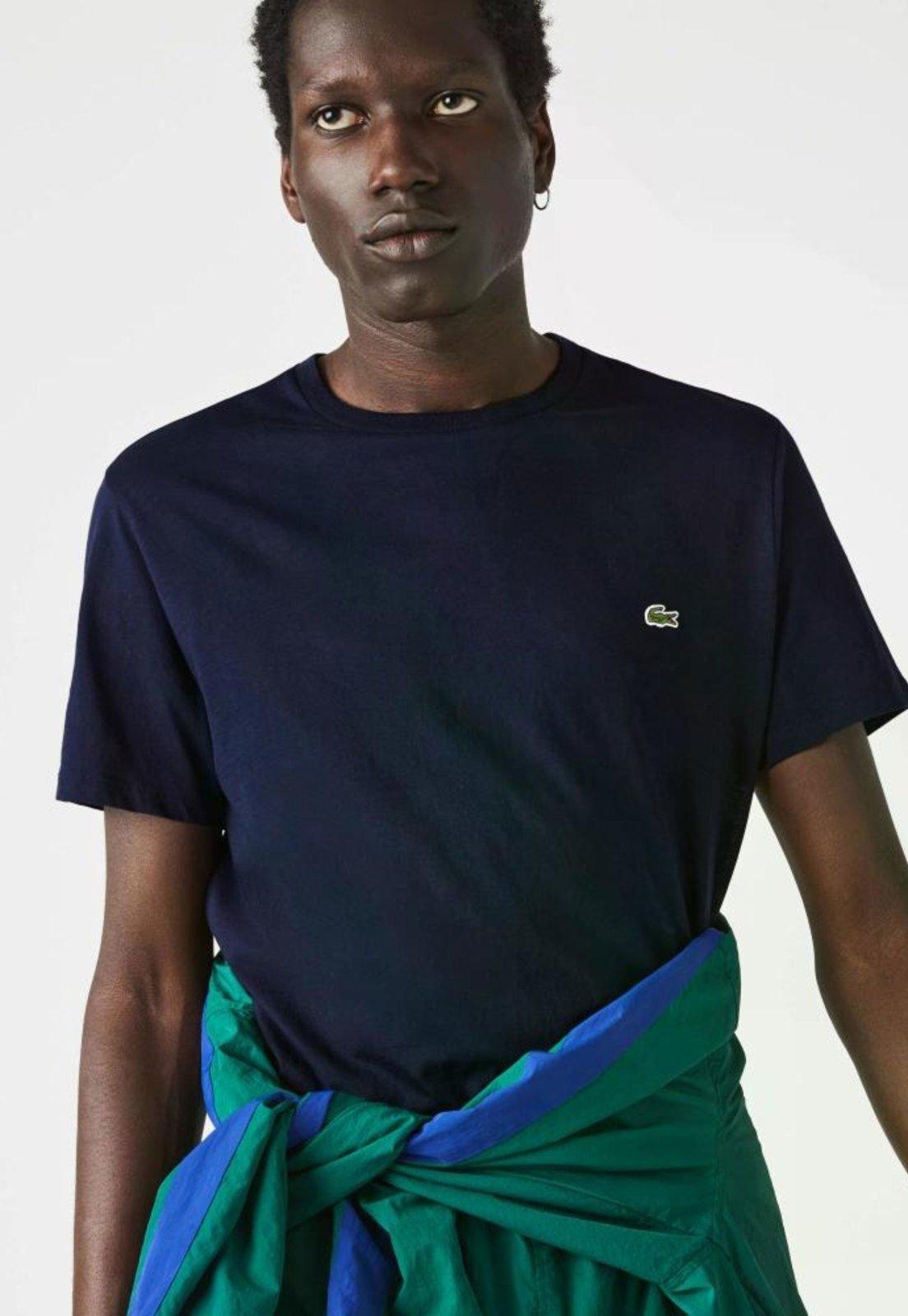 Camiseta Masculina Em Jérsei De Algodão Pima Com Gola Redonda Azul