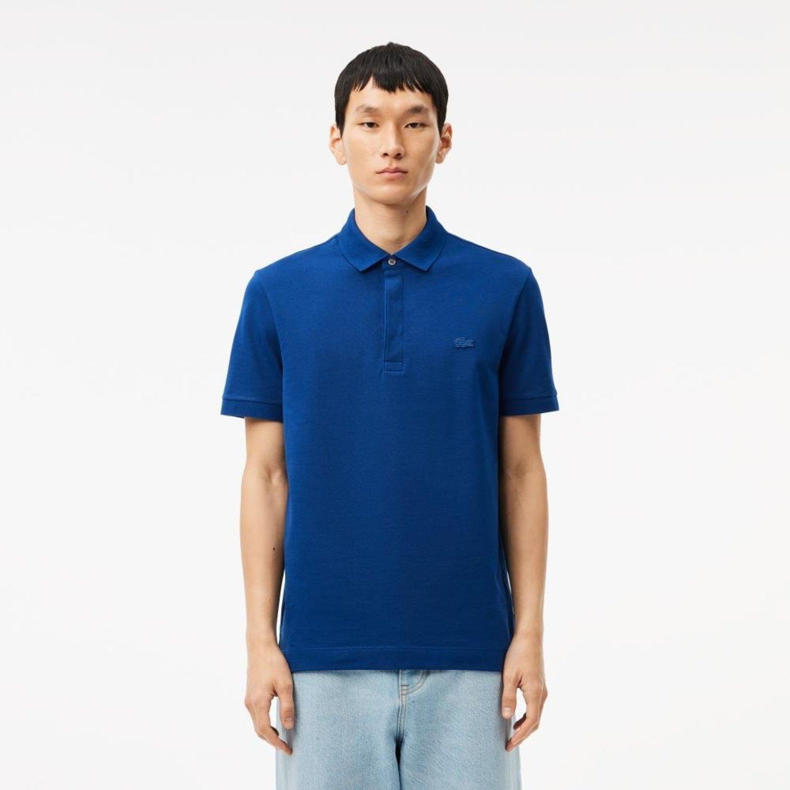 Polo masculina Lacoste Paris em Algodão Piqué com Stretch Azul