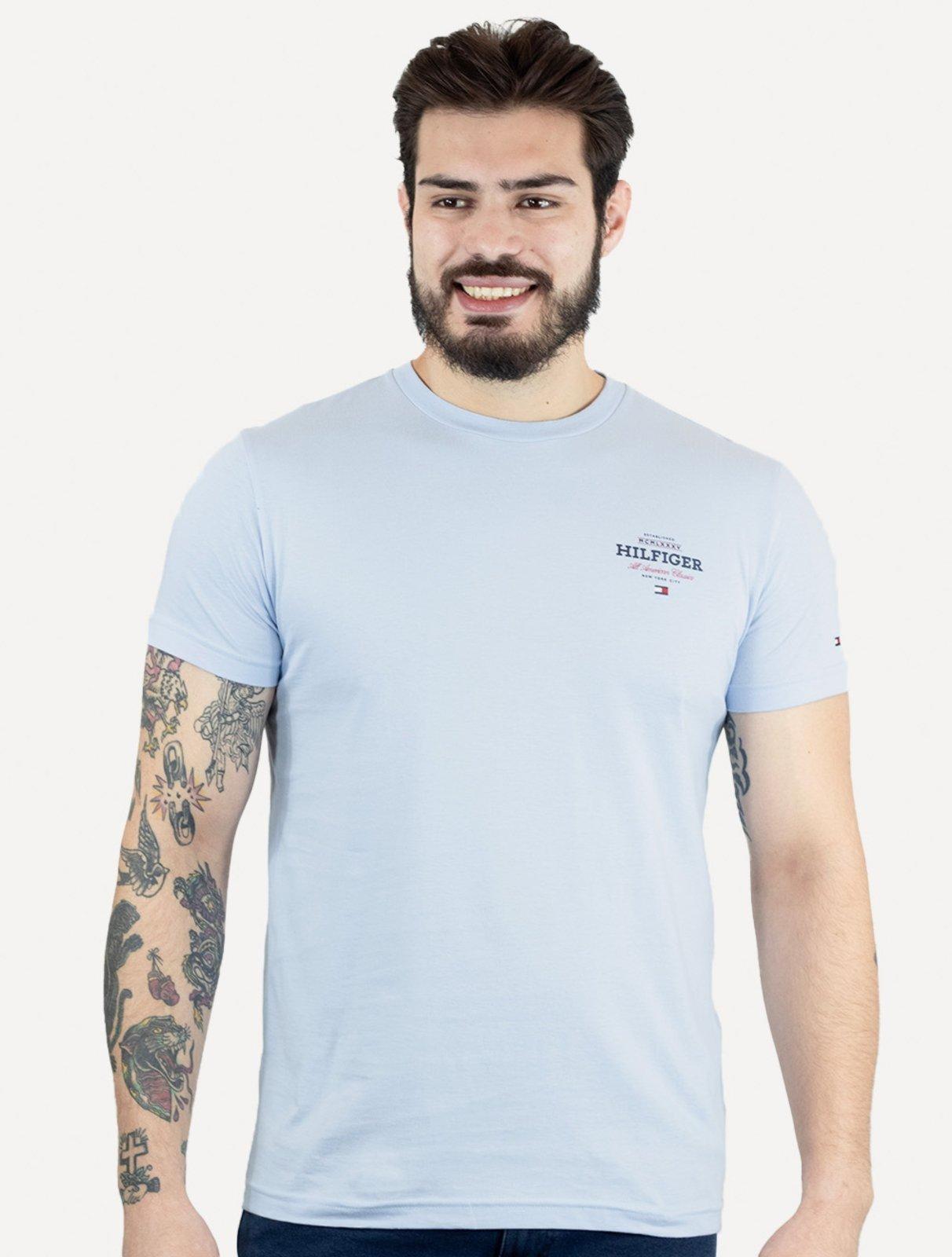 Camiseta Tommy Hilfiger Masculina Monotype All American Azul Claro