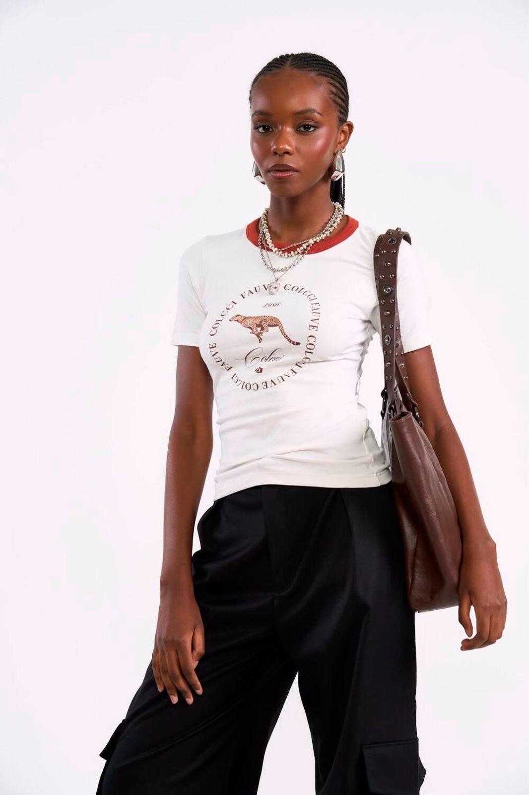 Camiseta Baby Look Fauve Colcci Off Shell