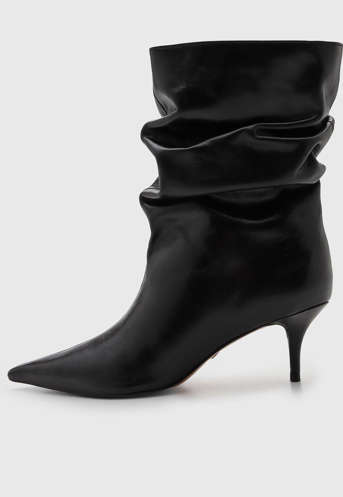 Bota Feminina Arezzo Cano Baixo Bico Fino Preta