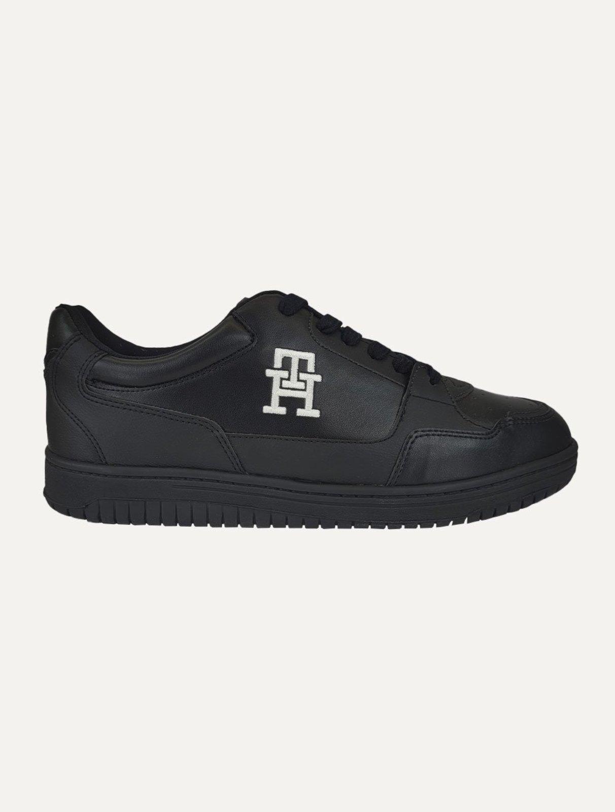 Tênis Tommy Hilfiger Masculino Couro Basket 2C Mix Suede Preto
