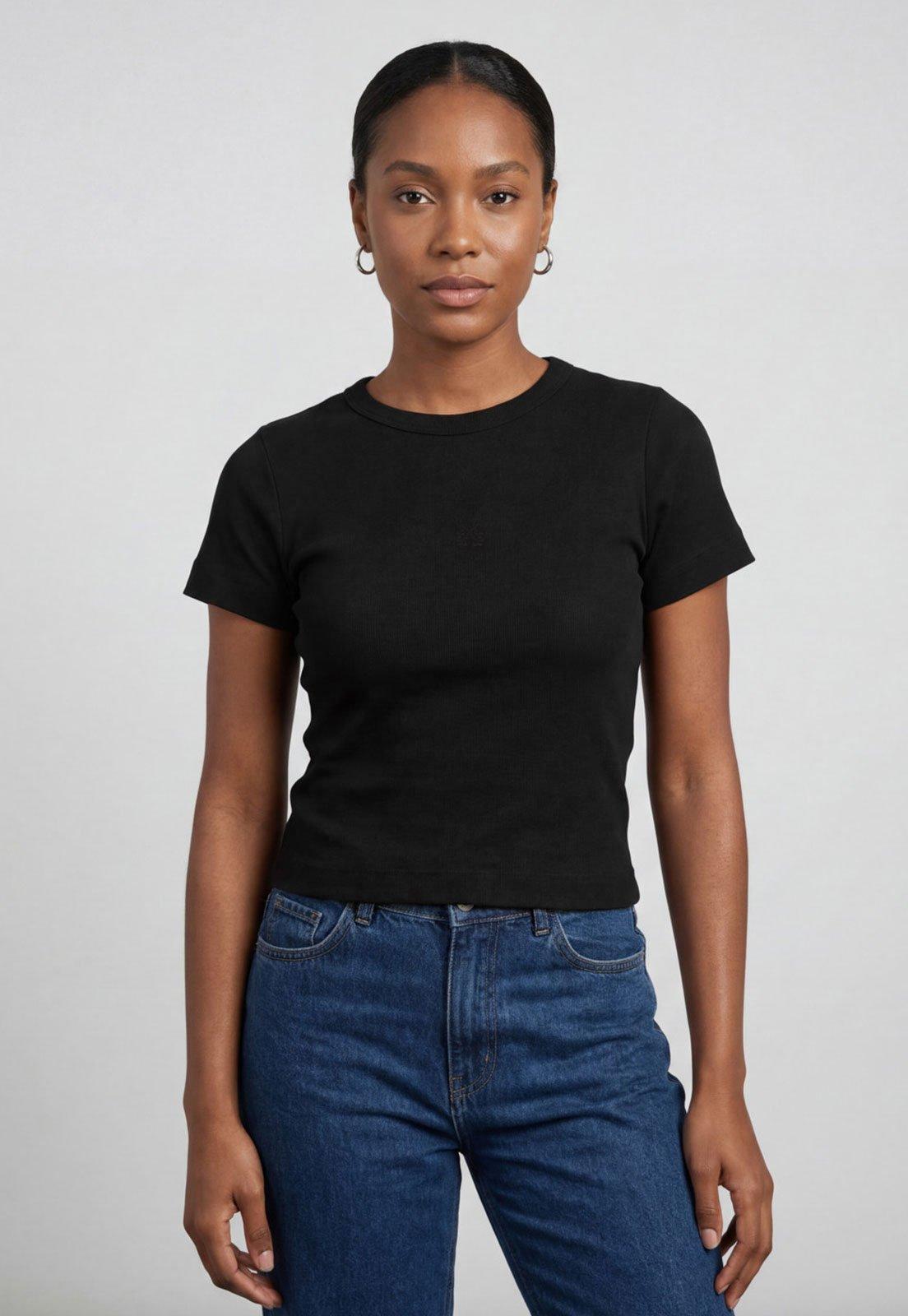 Blusa Feminina John John Cropped Preta