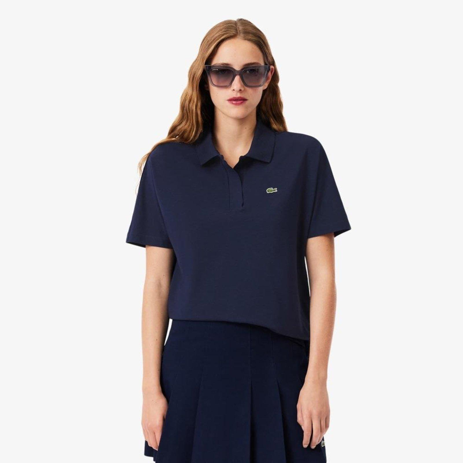 Camisa Polo Fluid Piqué Ajuste Folgado Azul Marinho - M Azul