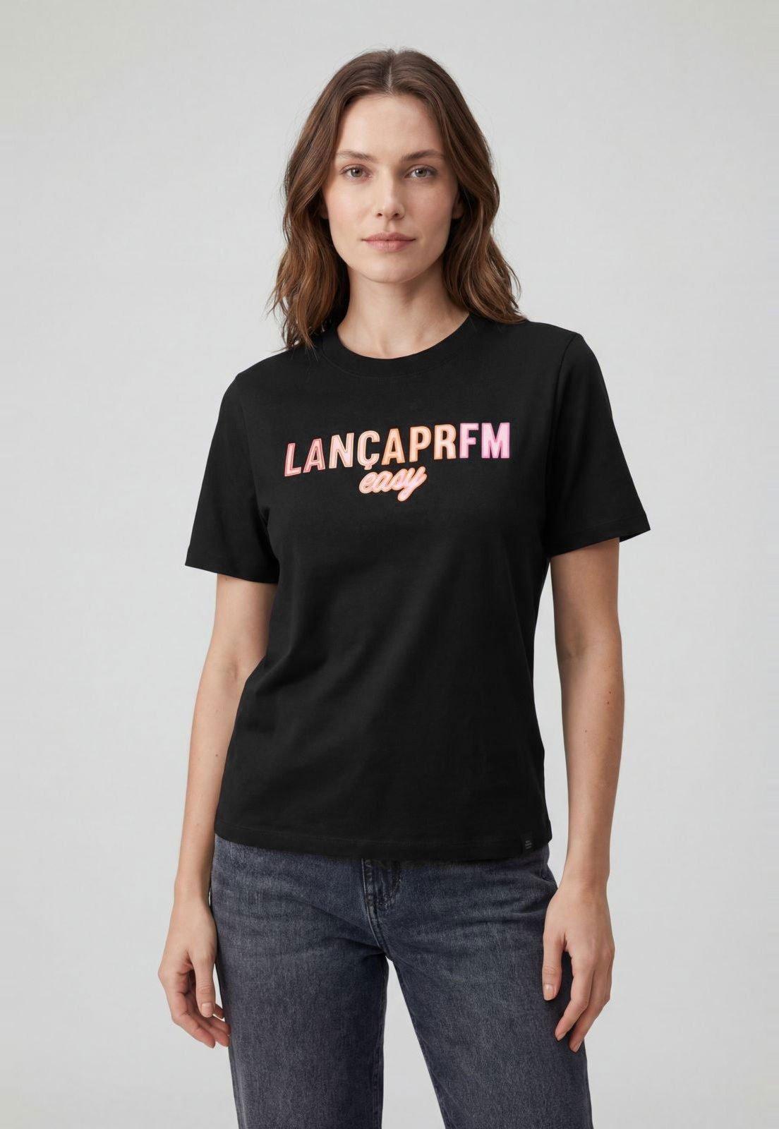 Camiseta Feminina Lança Perfume Estampada Preta