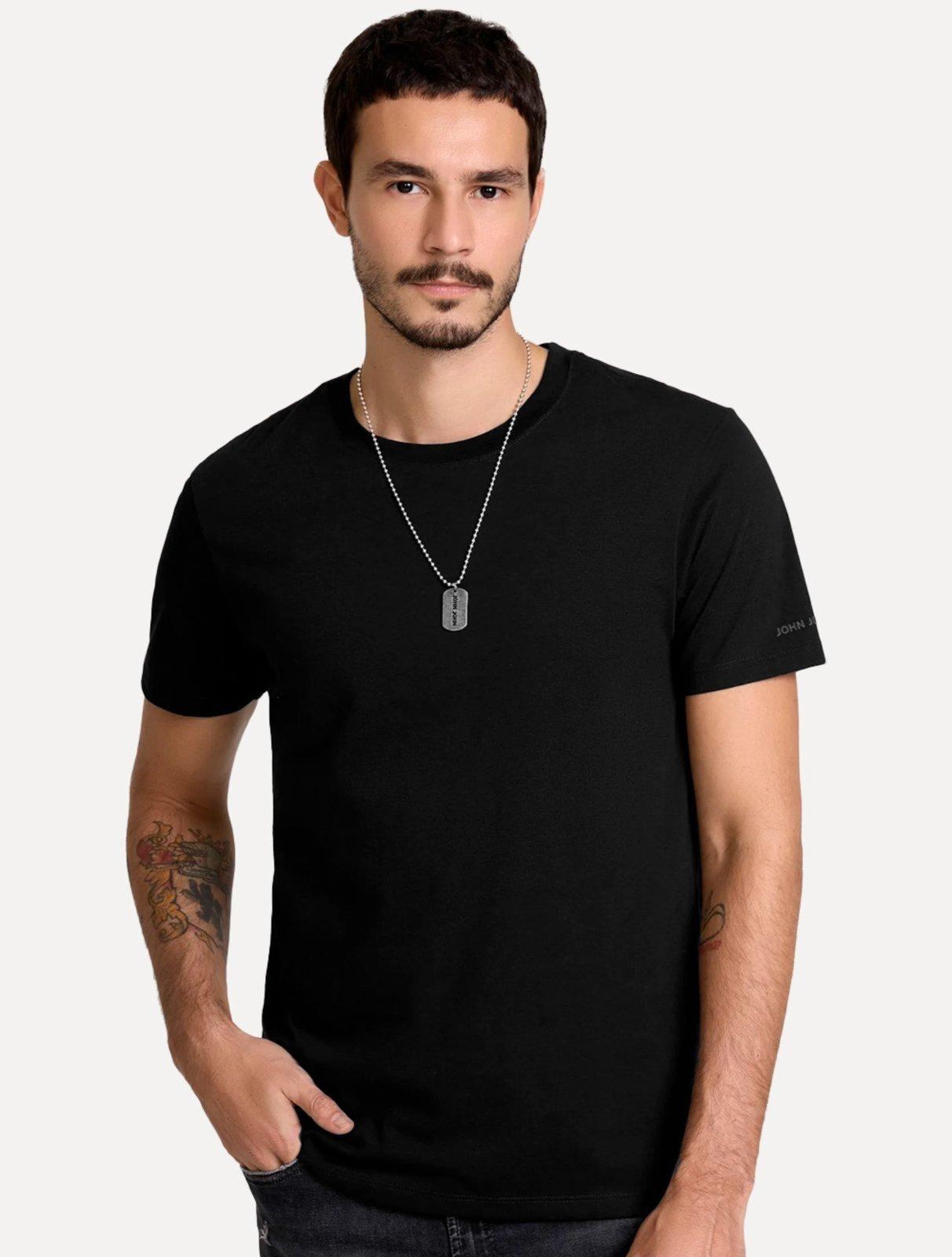 Camiseta John John Masculina Slim Fit Simple Preto