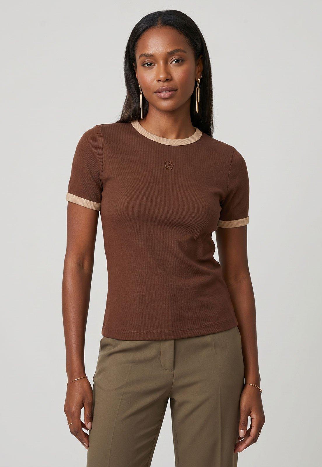 Camiseta Feminina Lança Perfume Bicolor Marrom