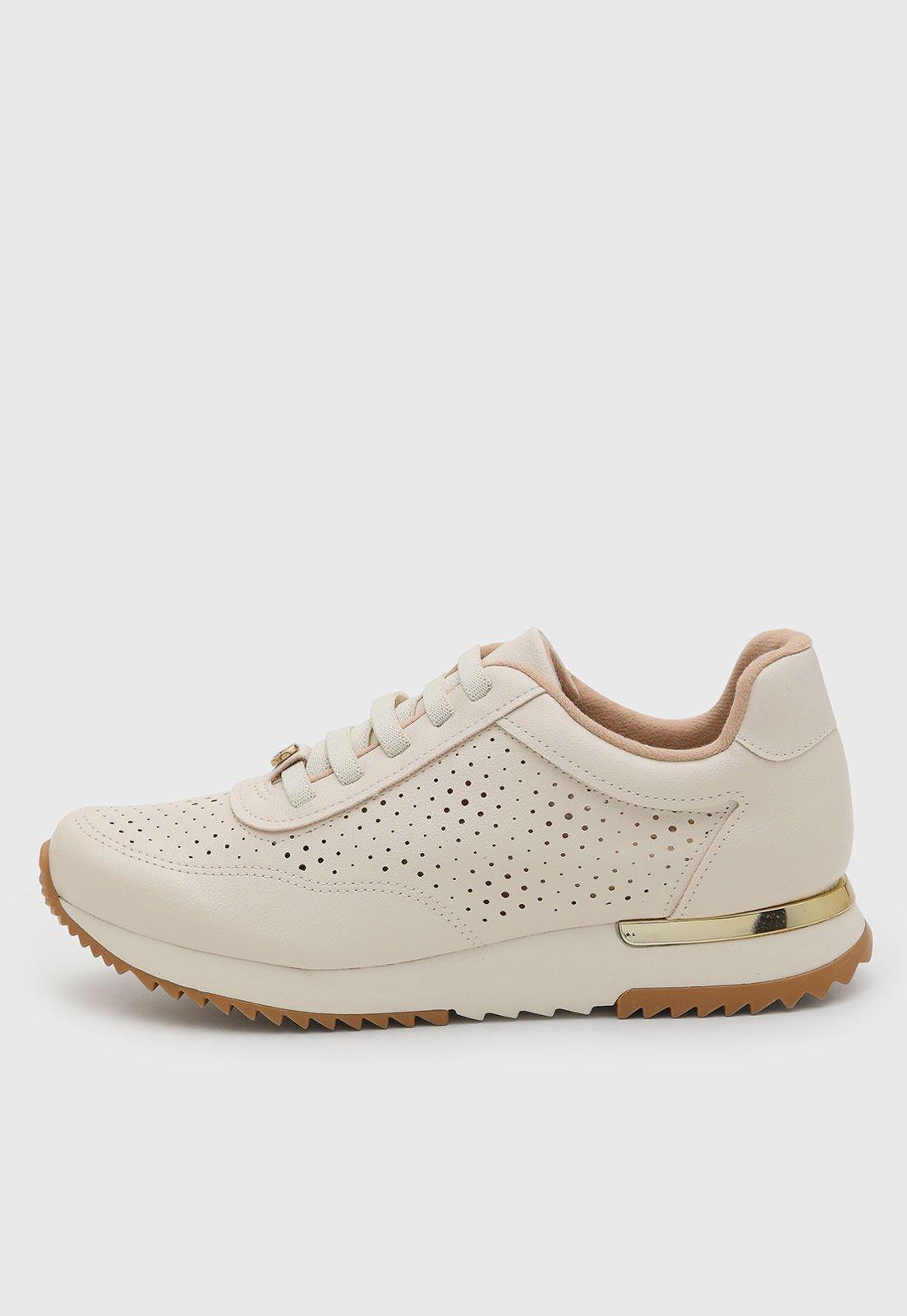 Tênis Feminino Vizzano Detalhe Recortes Off White