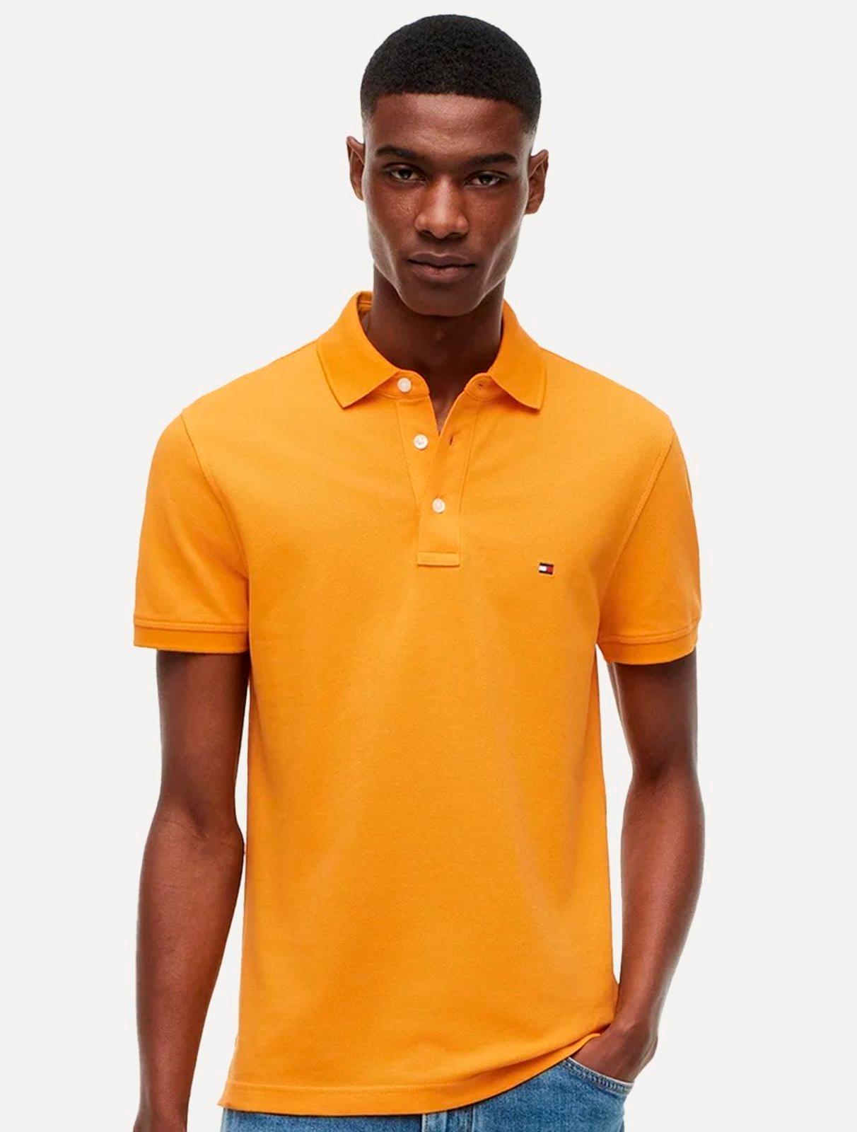 Polo Tommy Hilfiger Masculina Slim Piquet 1985 Flash Laranja