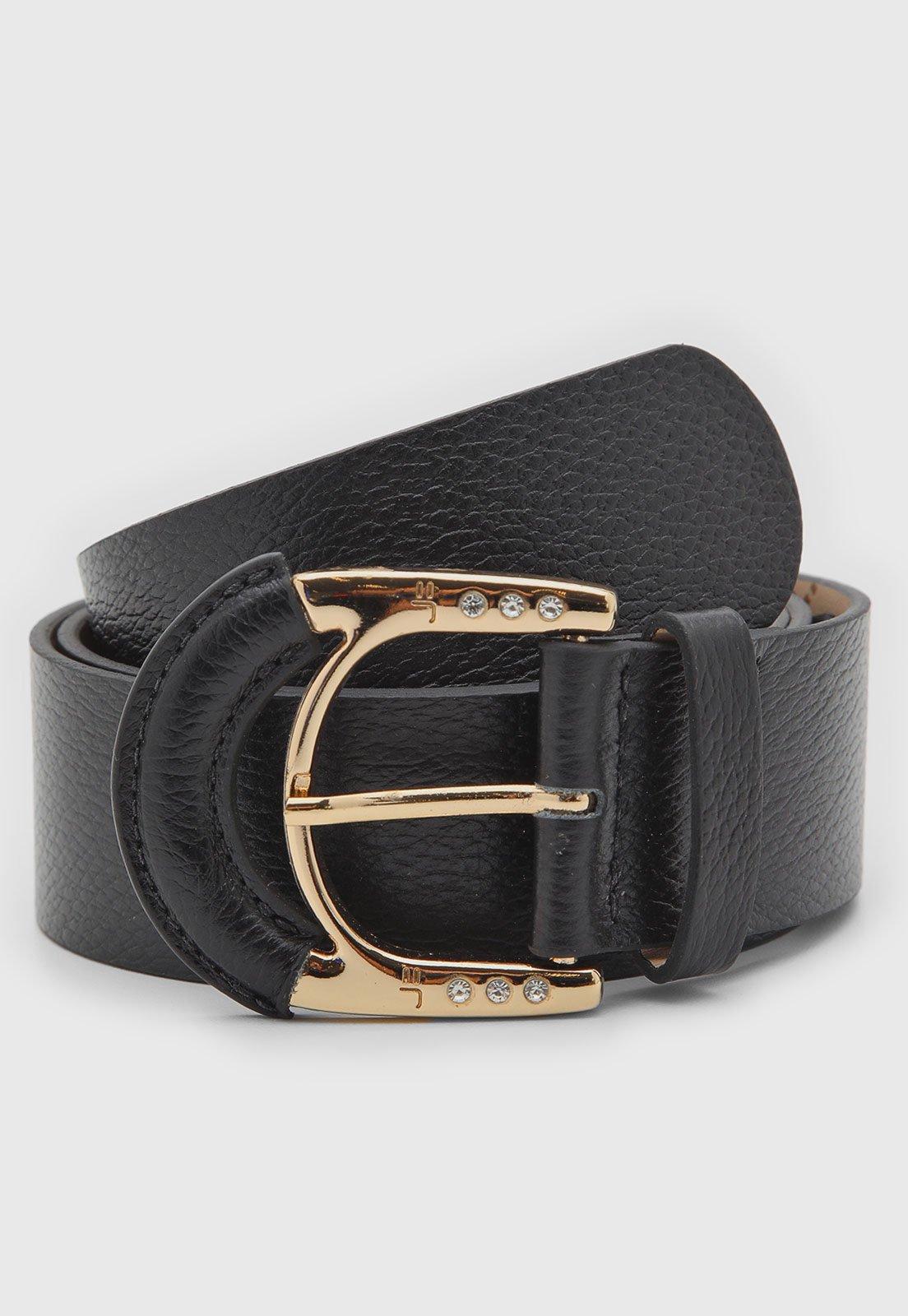 Cinto Feminino Jorge Bischoff Couro Texturizado Preto