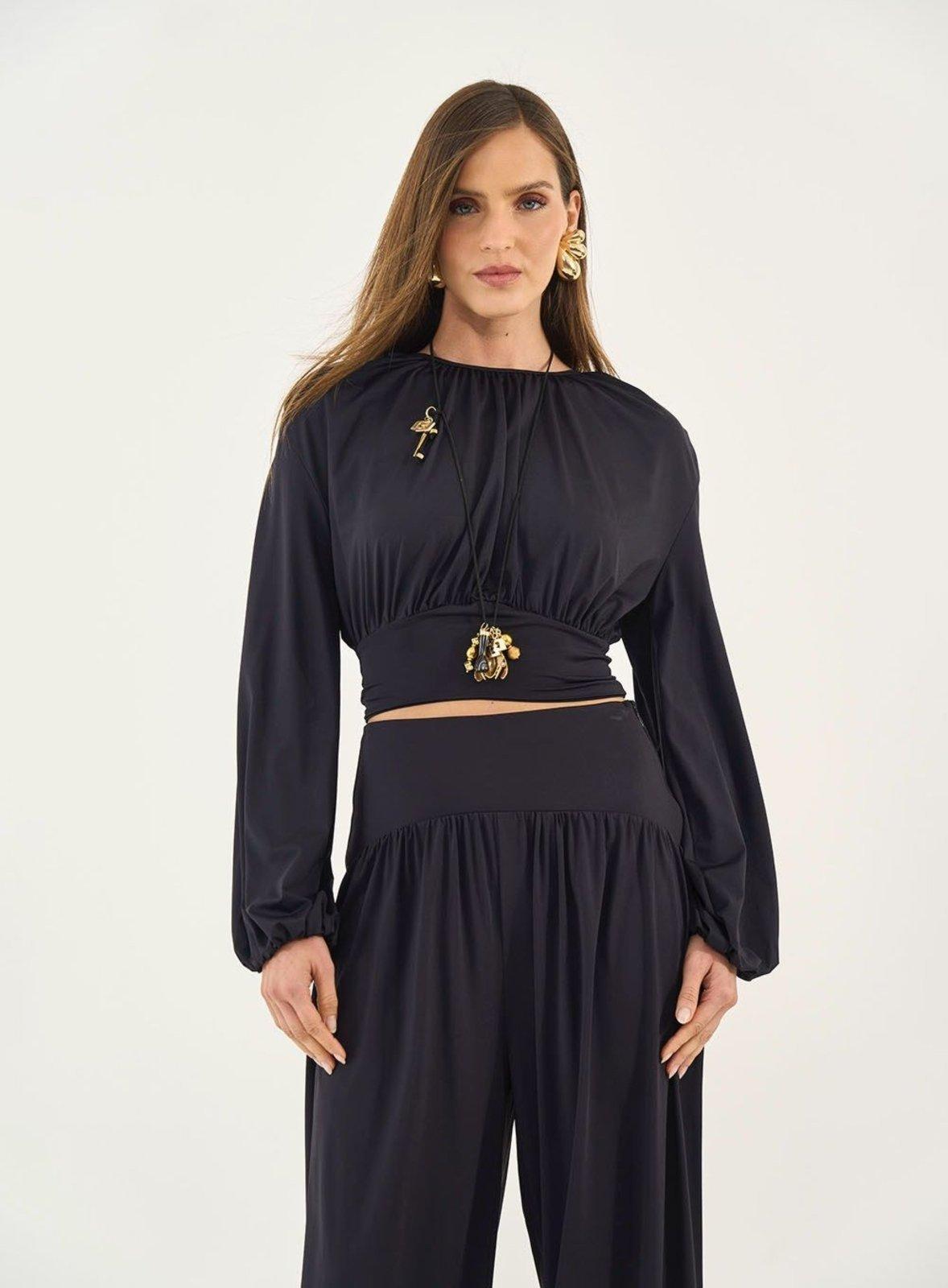 Blusa Acinturada Comfort Manga Longa Colcci Preto