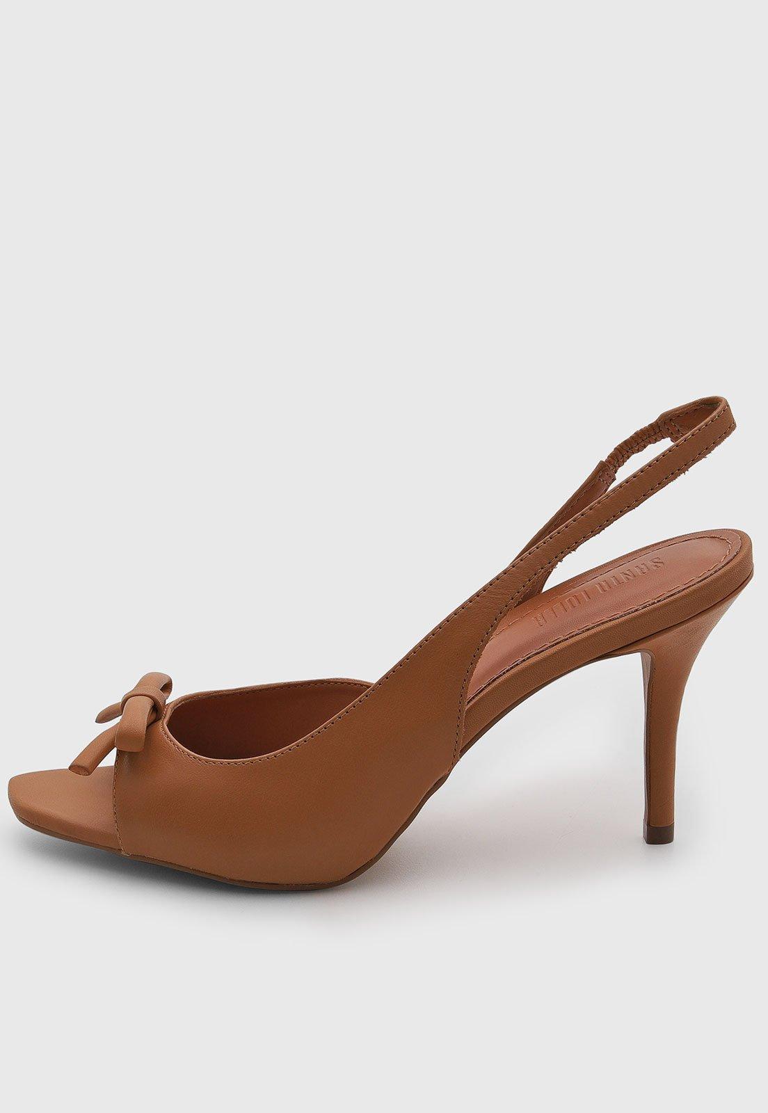 Sandália Feminina Santa Lolla Slingback Couro Marrom