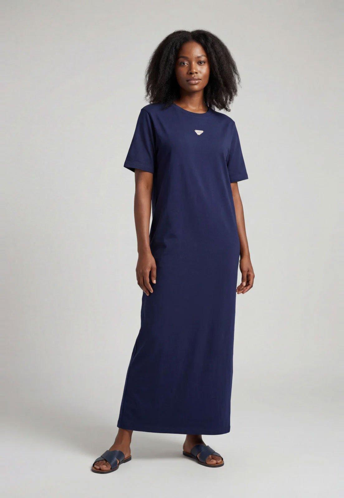 Vestido Feminino Lança Perfume Longo Azul Escuro