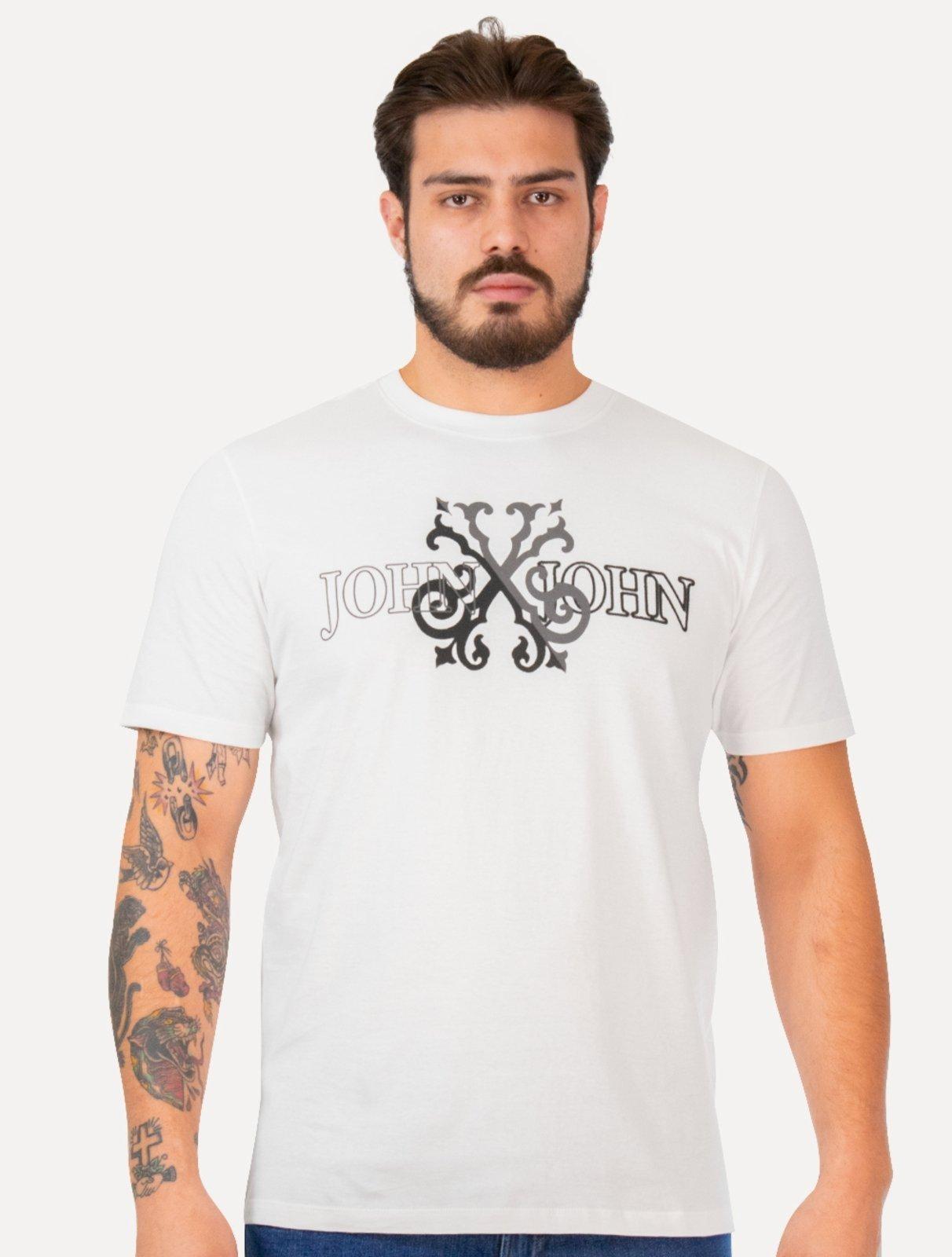 Camiseta John John Masculina Regular Logo Shadow Branca