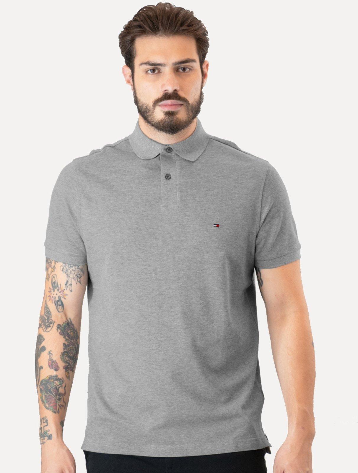 Polo Tommy Hilfiger Masculina Regular 1985 Cinza Mescla