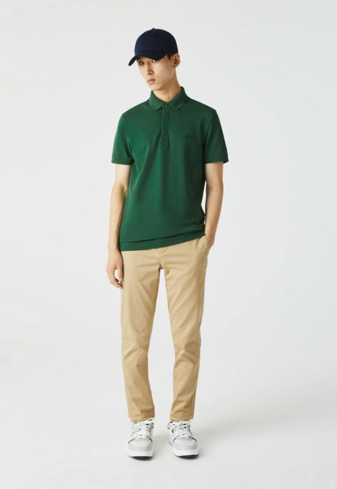 Camisa Polo Lacoste Paris Regular Fit Masculina em piquet de Algodão Stretch Verde