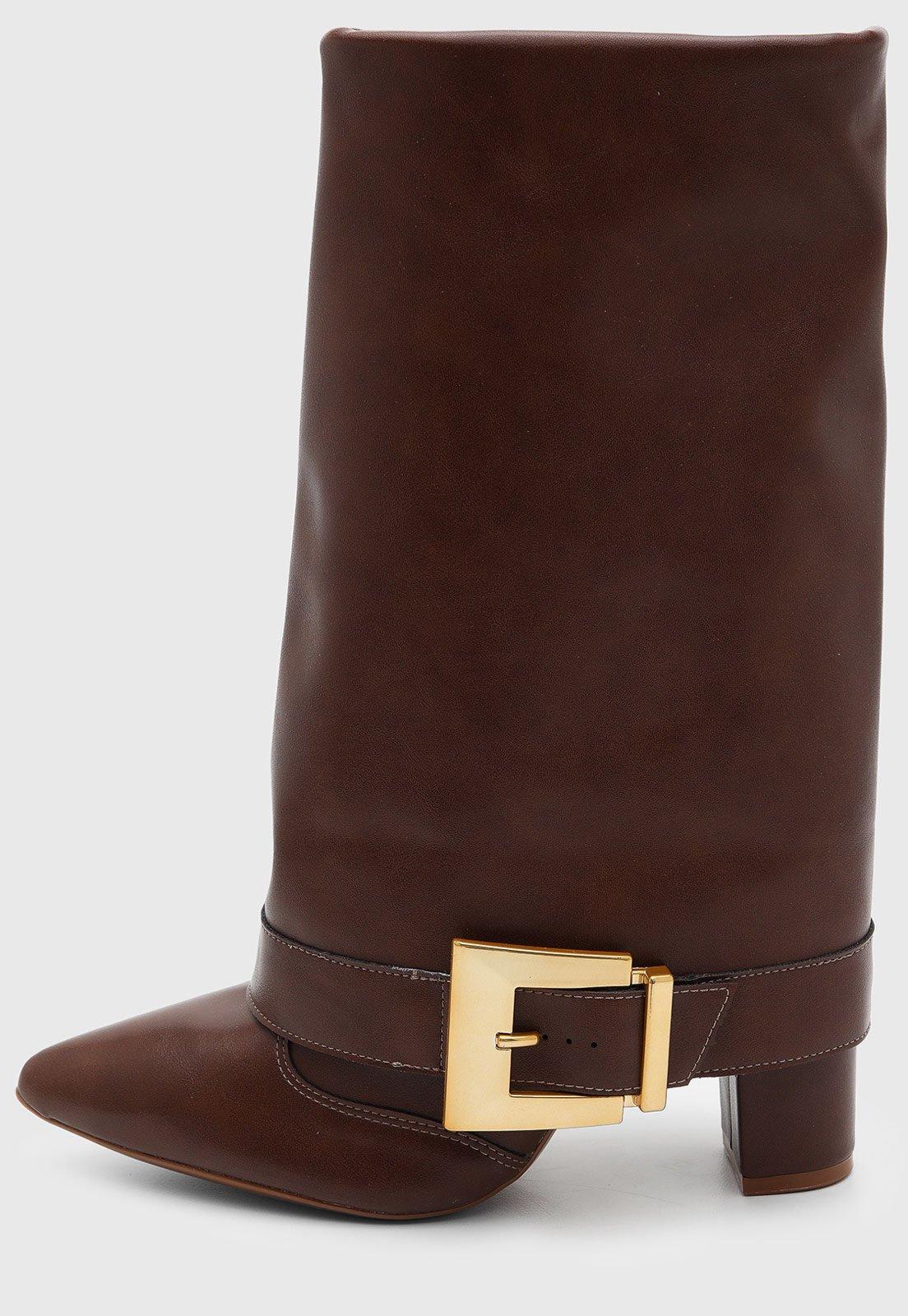 Bota Feminina Vizzano Cano Alto Bico Fino Marrom