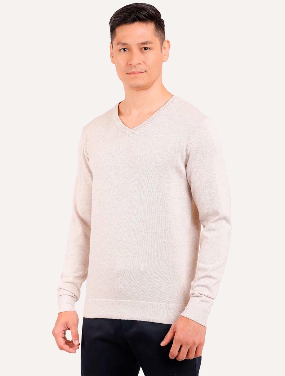 Blusa Aramis Masculina Tricot Gola V Areia
