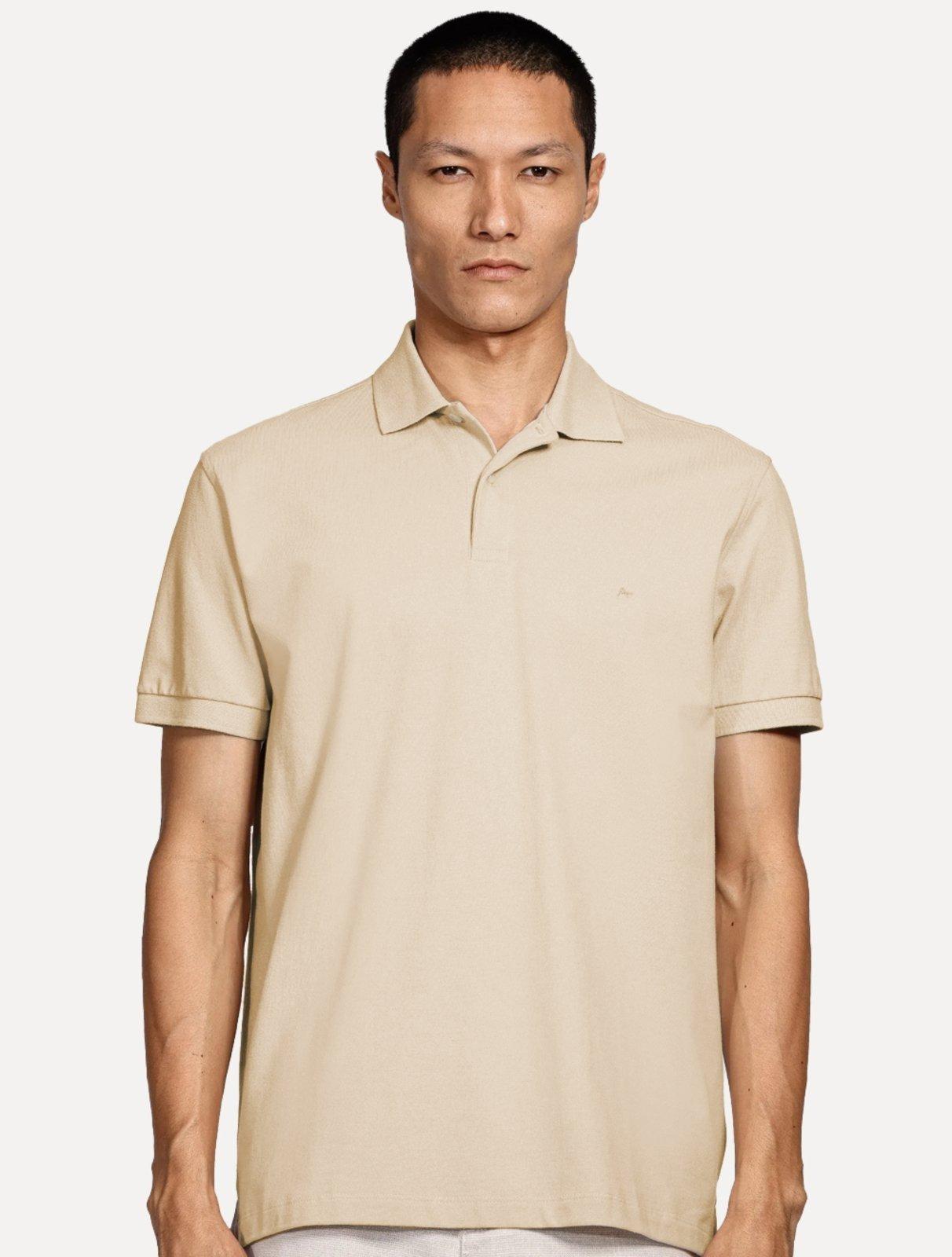 Polo Aramis Masculina Basic Piquet Mono Cáqui Claro