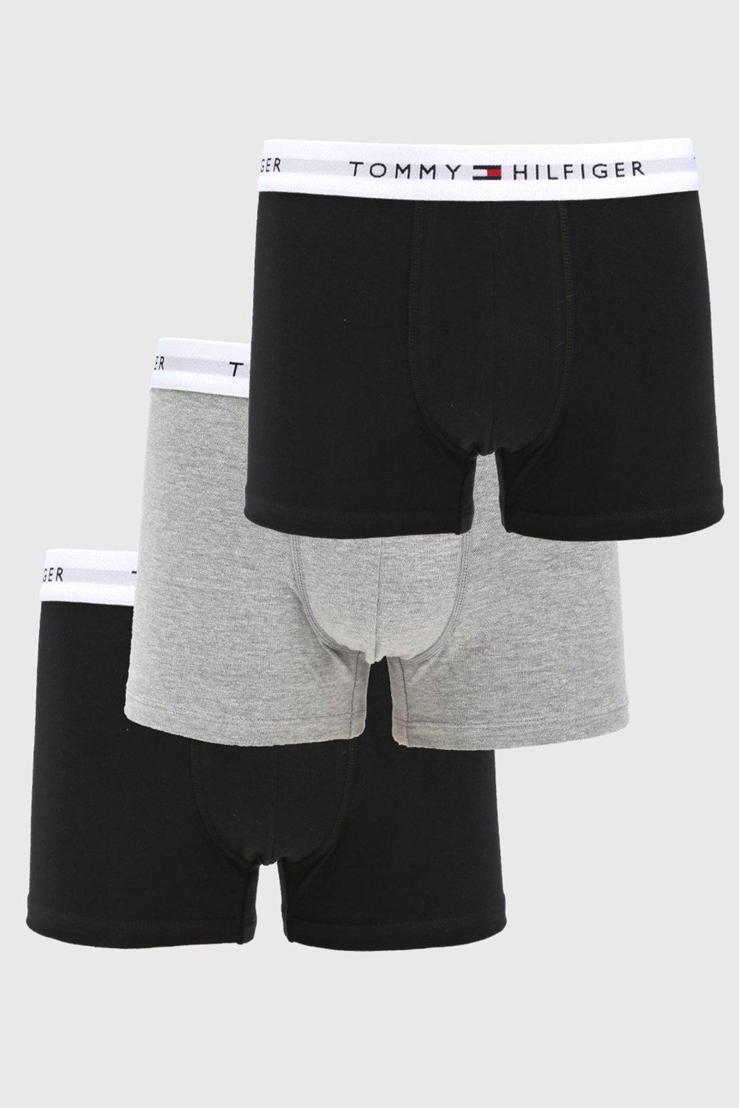 Kit 3pçs Cueca Tommy Hilfiger Boxer Logo Preta