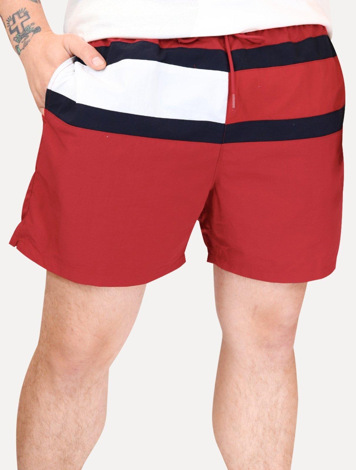 Short Tommy Hilfiger Medium Drawstring Colourblock Vermelho