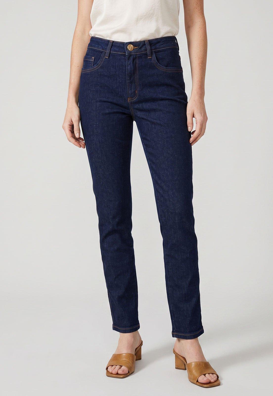 Calça Feminina Lança Perfume Jeans Reta Azul