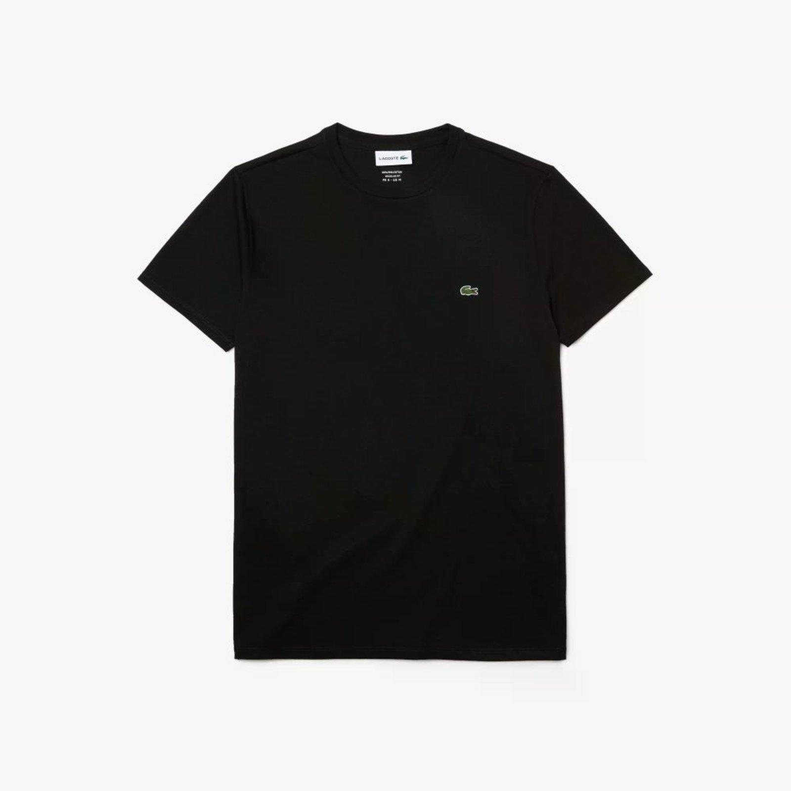 Camiseta Lacoste em Jérsei com Gola Redonda Masculino Preto