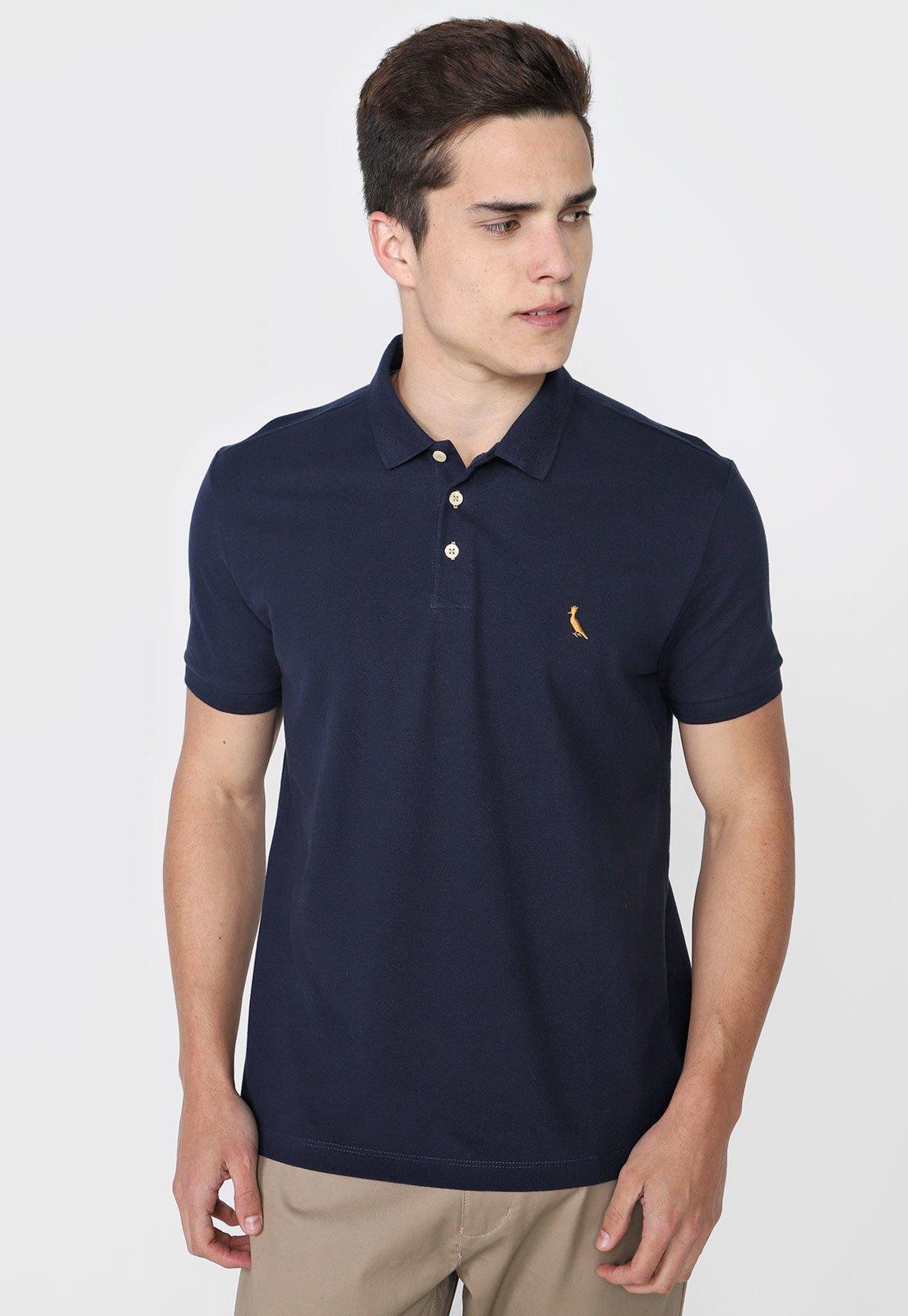 Camisa Polo Reserva Reta Piquet Azul-Marinho