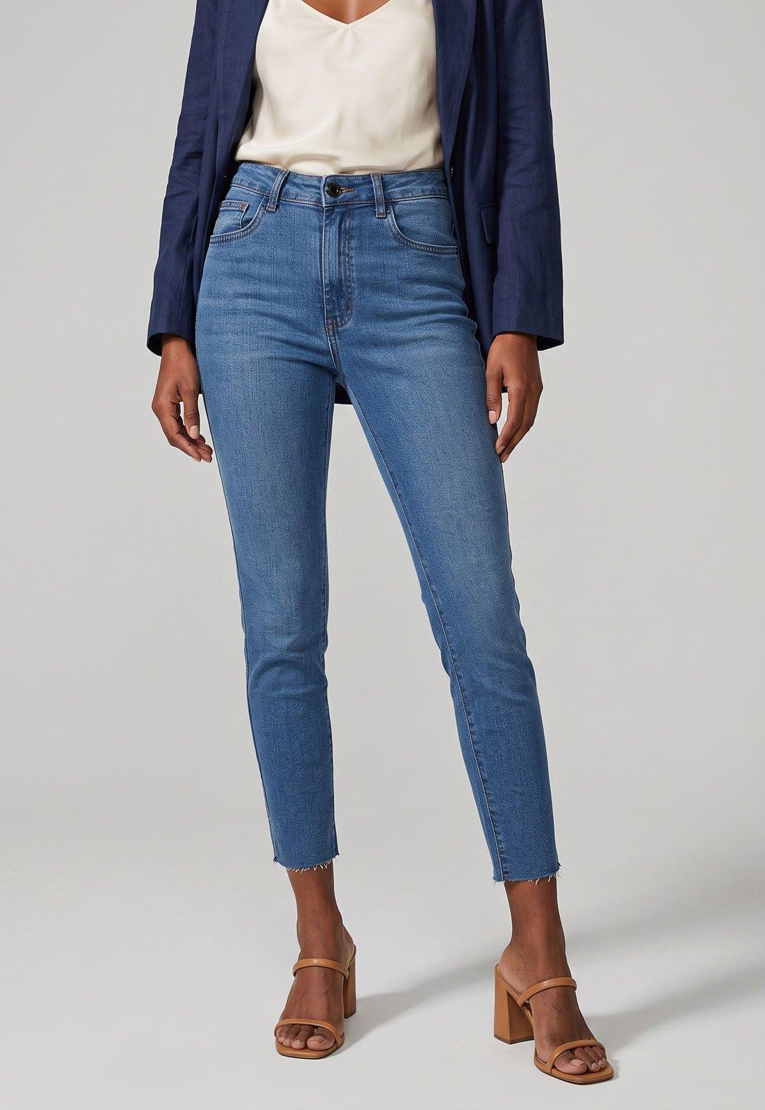 Calça Jeans Feminina Lança Perfume Cintura Média Azul