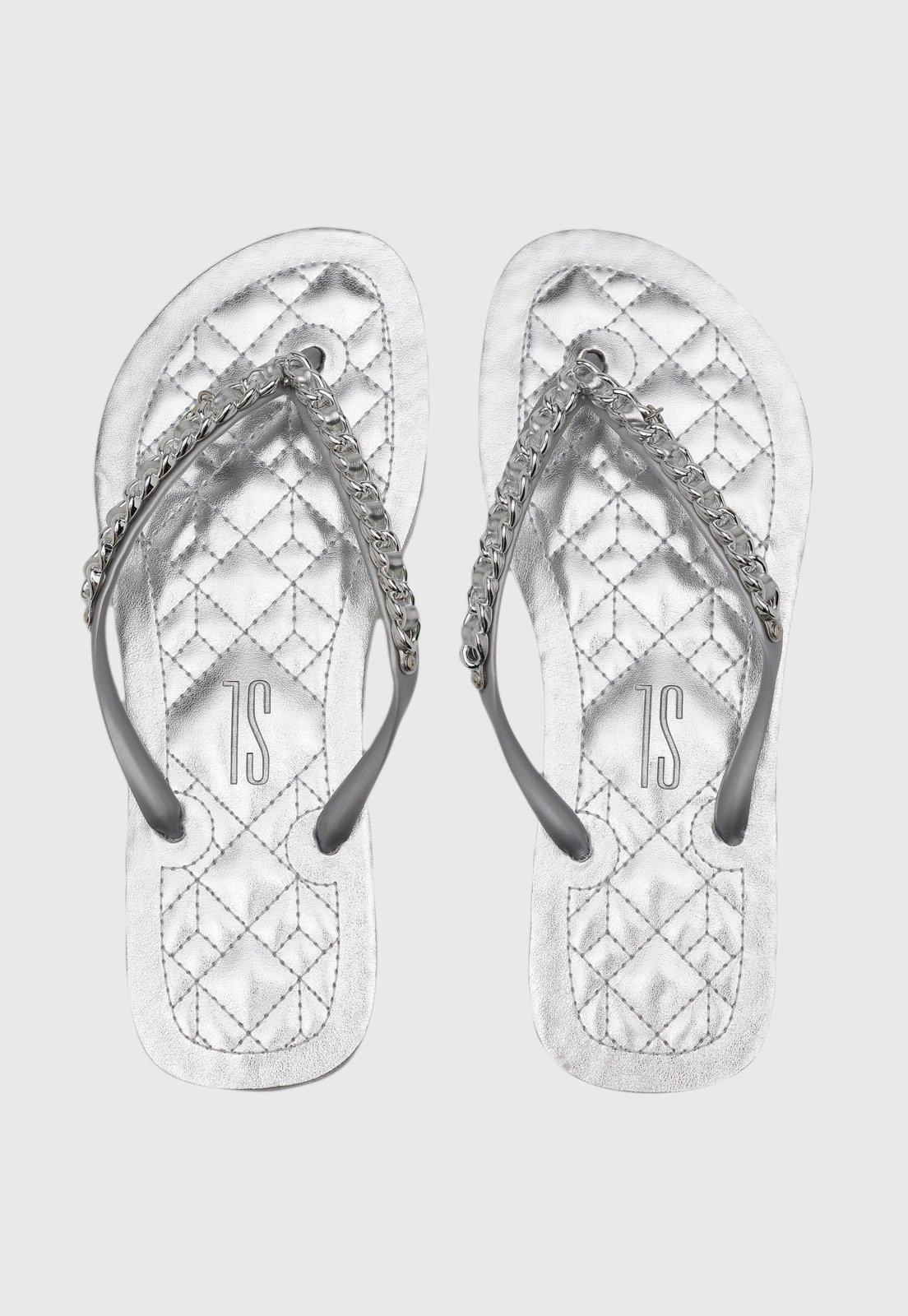 Chinelo Feminino Santa Lolla Corrente Prata