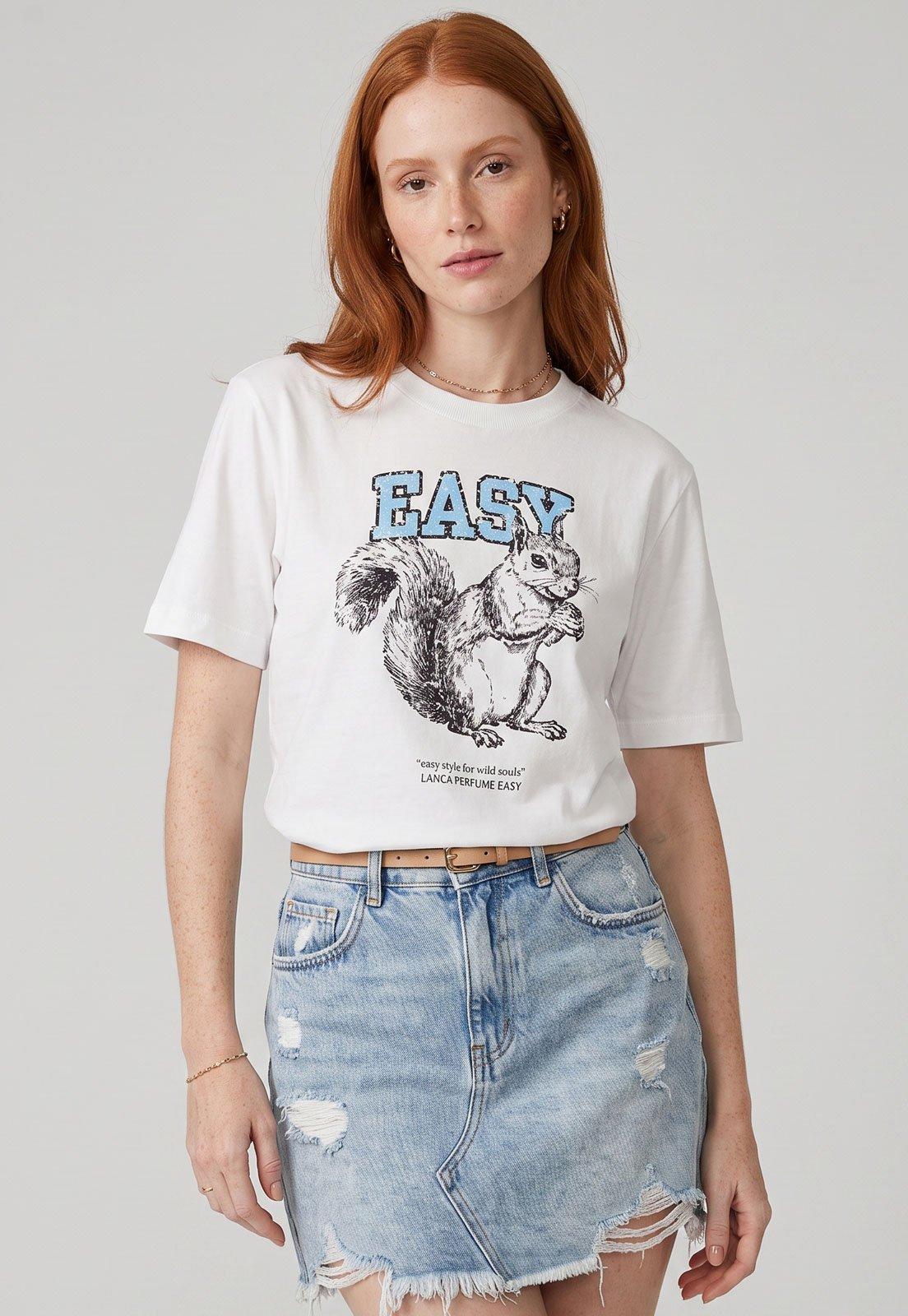Camiseta Feminina Lança Perfume Estampa Easy Branca