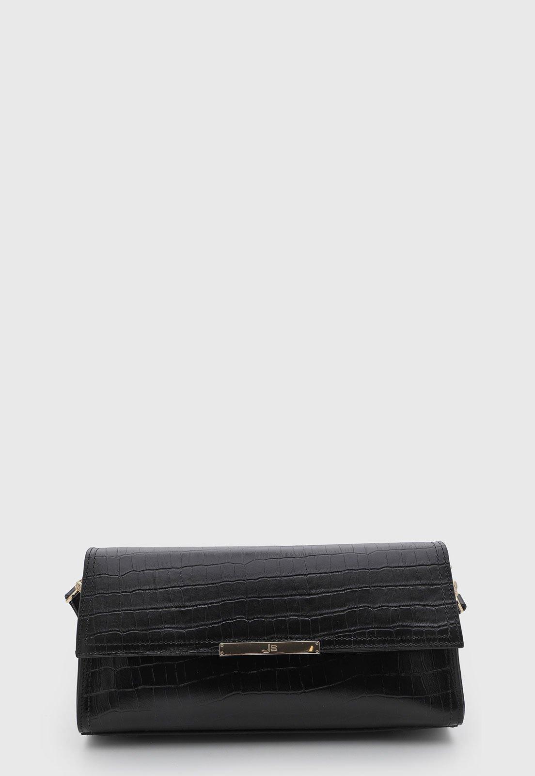 Bolsa Feminina Jorge Bischoff Croco Couro Preta
