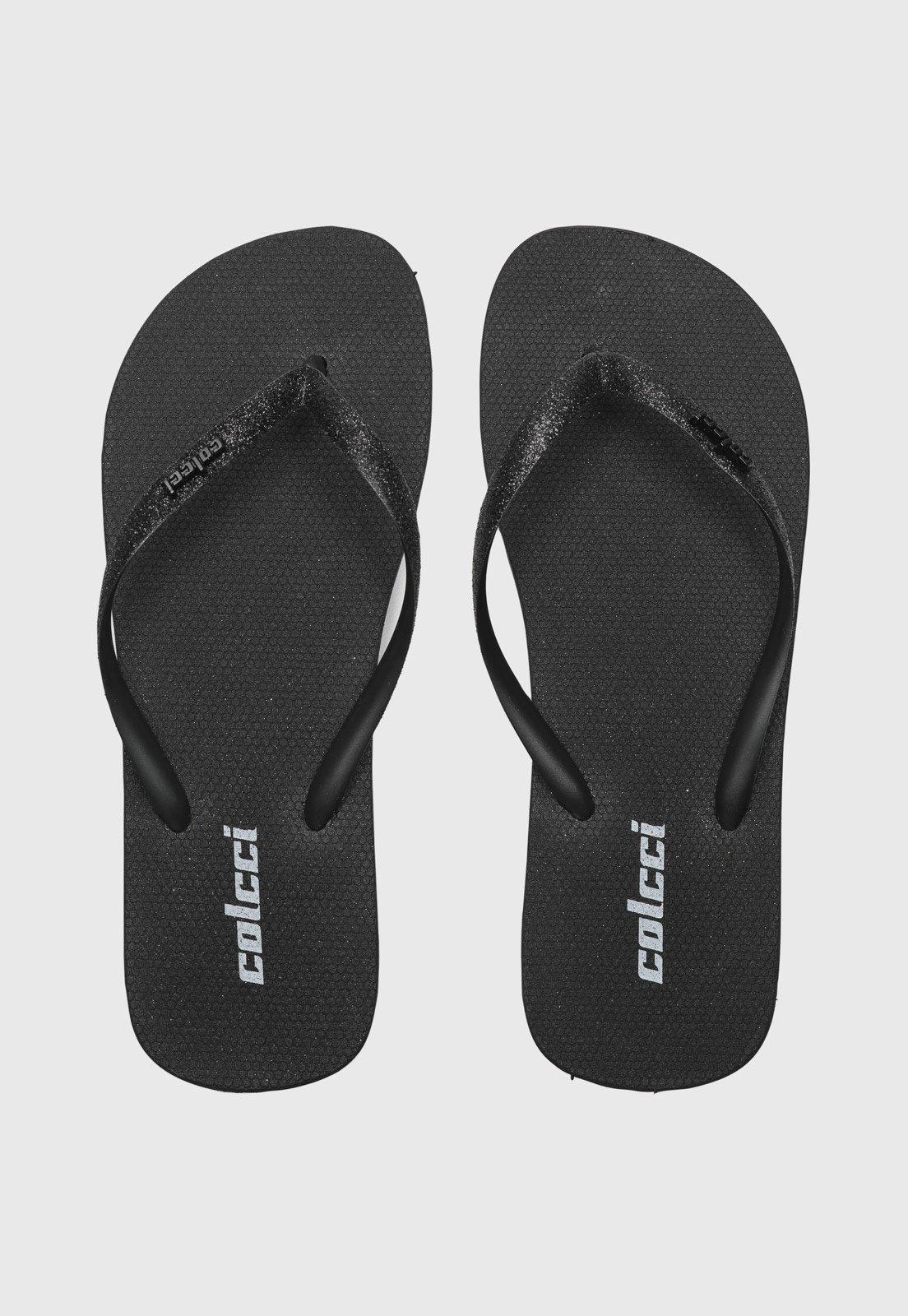 Chinelo Colcci De Dedo Com Glitter Preto
