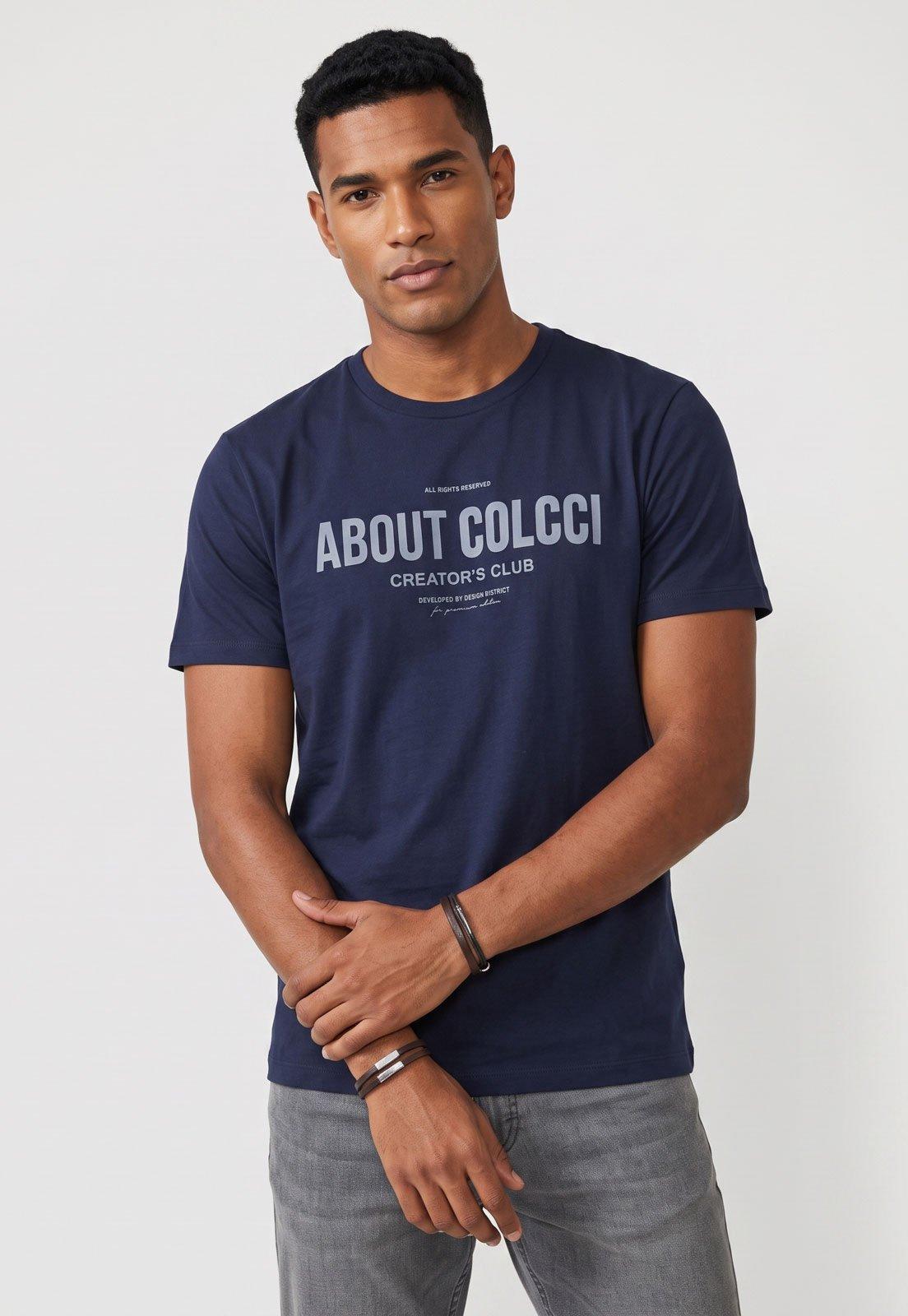 Camiseta Masculina Colcci Estampa About Creators Club Azul Marinho