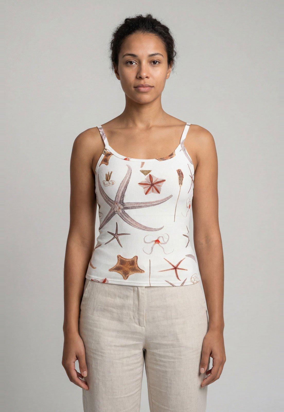 Regata Feminina Lança Perfume Estampada Branca