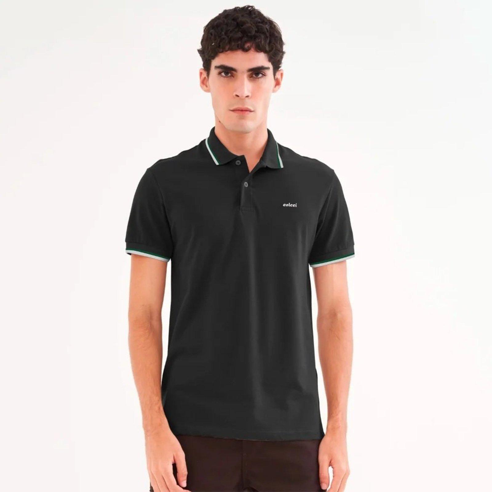Camisa Polo Colcci 2 Listras Pr26 Preto Masculino