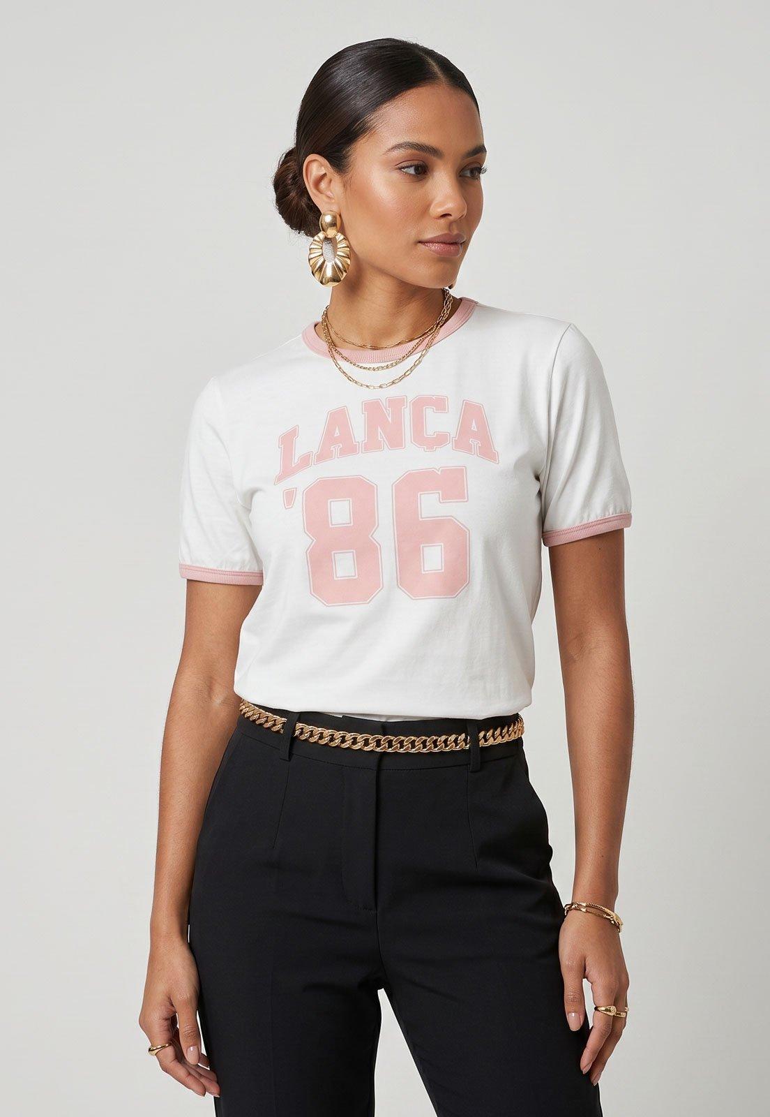Camiseta Feminina Lança Perfume Contrastante Branca