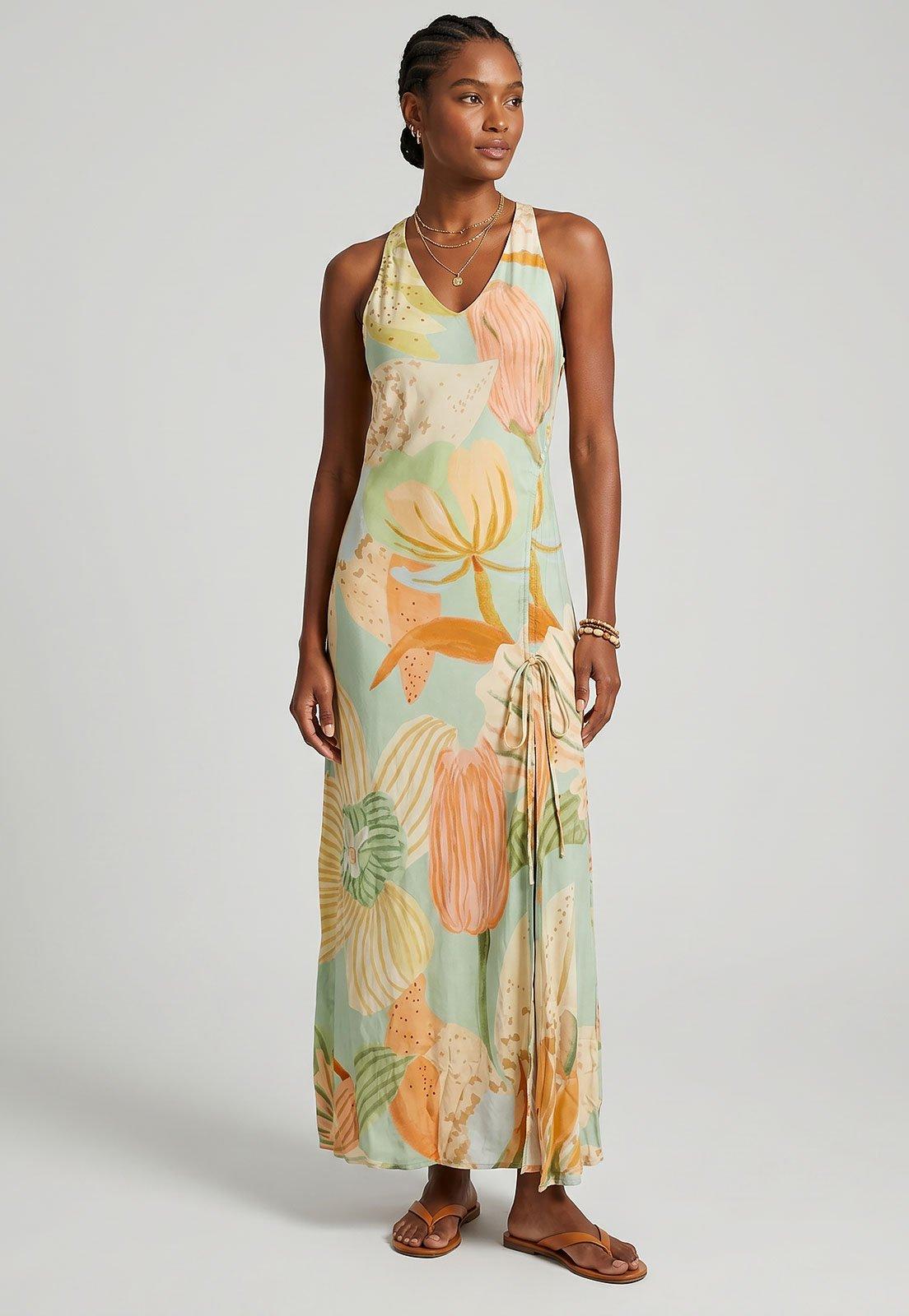 Vestido Longo FARM Estampado Verde