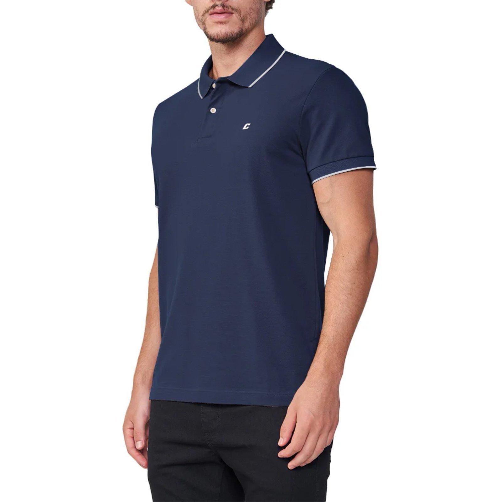 Camisa Polo Colcci Logo Listra Pr26 Azul Sideral Masculino