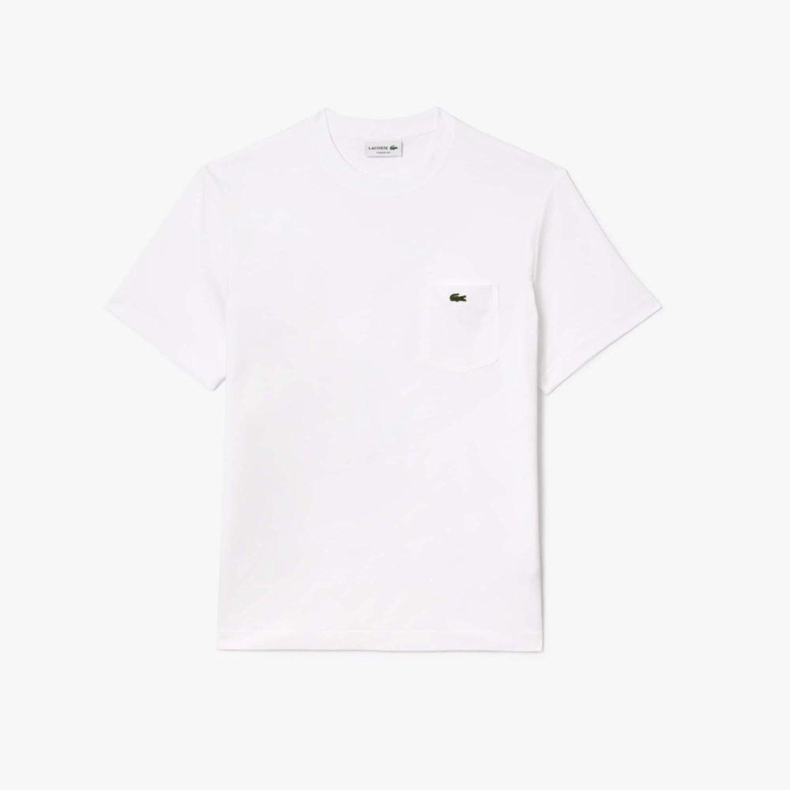 Camiseta Lacoste de algodão com bolso de peito Branco