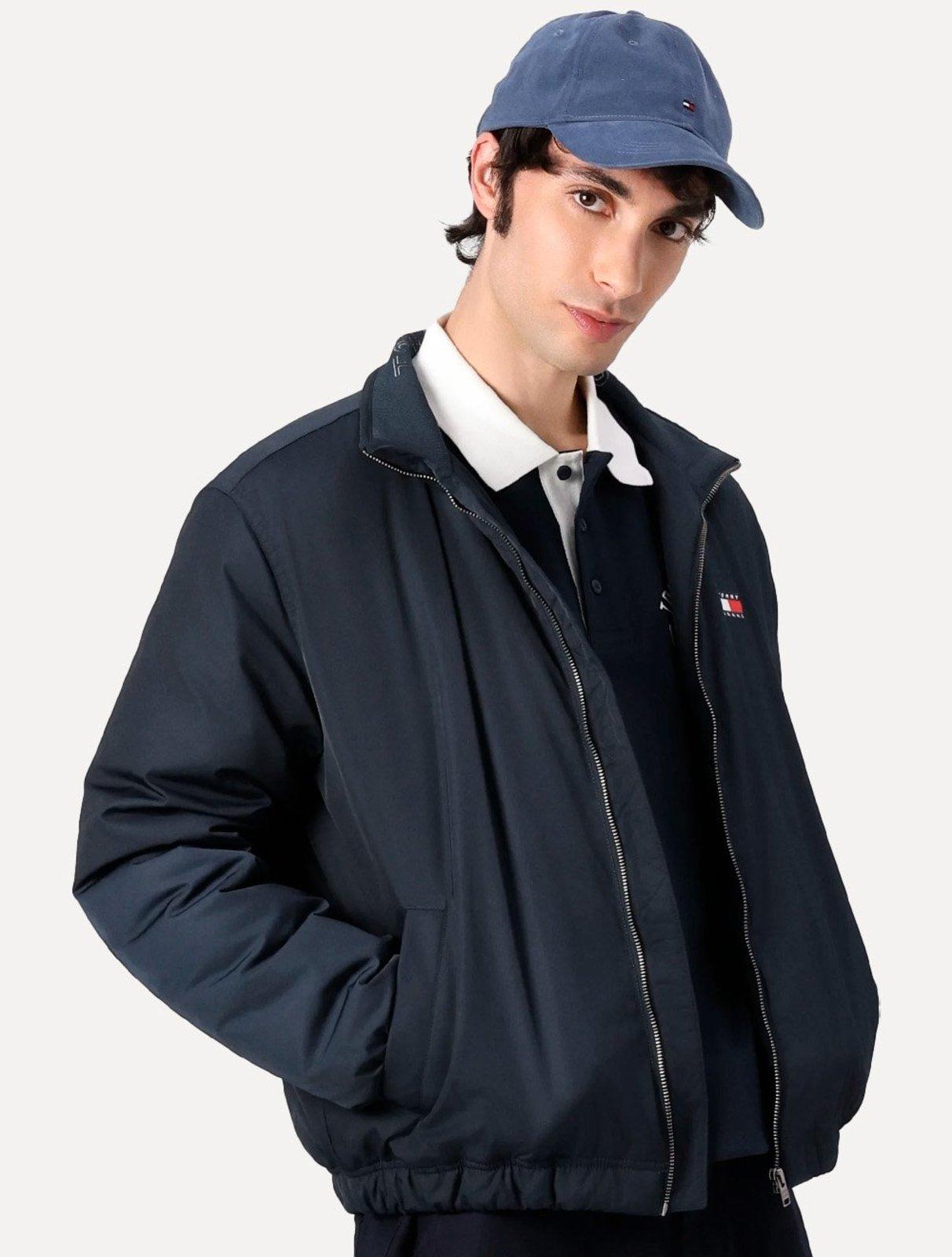 Jaqueta Tommy Jeans Masculina Essential Padded Logo Collar Azul Marinho