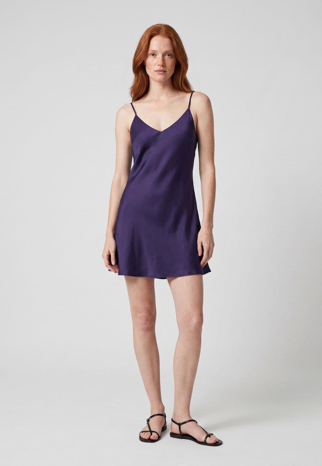 Vestido Feminino FARM Alças Finas Curto Roxo