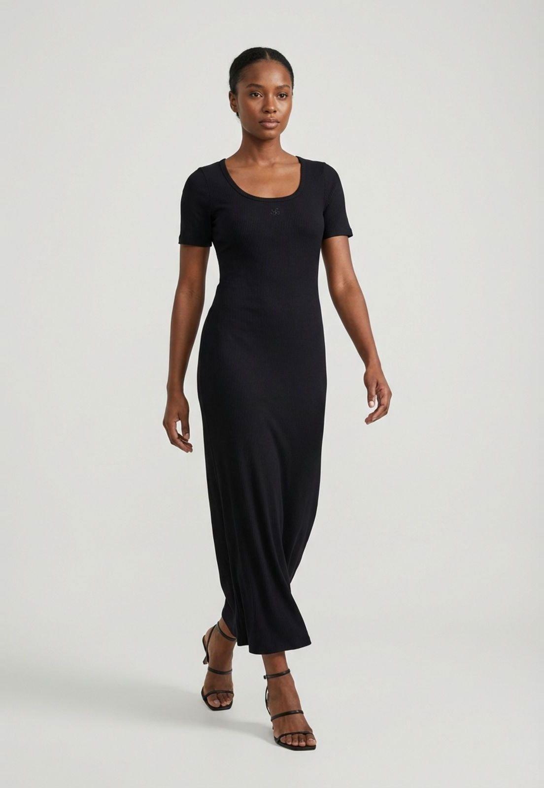 Vestido Feminino Lança Perfume Super Midi Canelado Preto